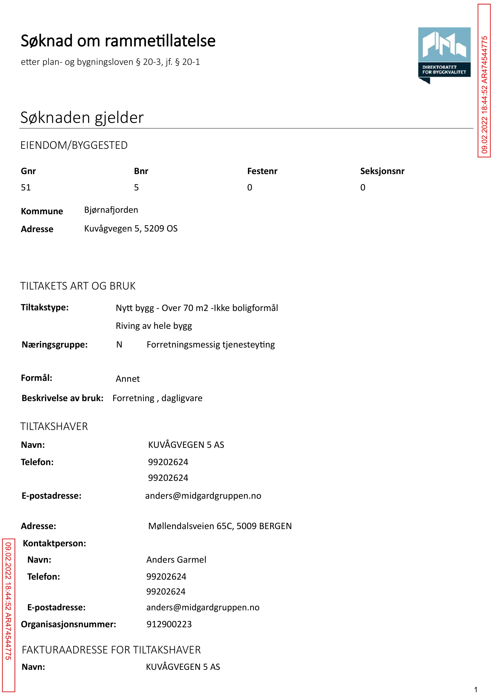 Søknad om rammetillatelse