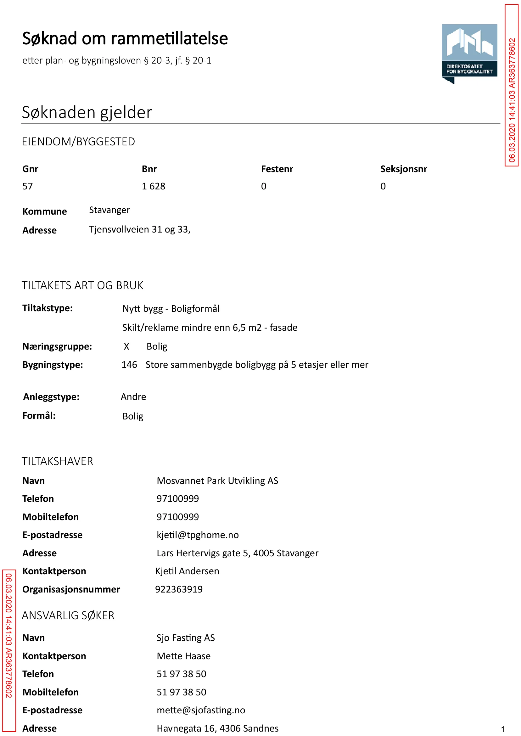 Søknad om rammetillatelse