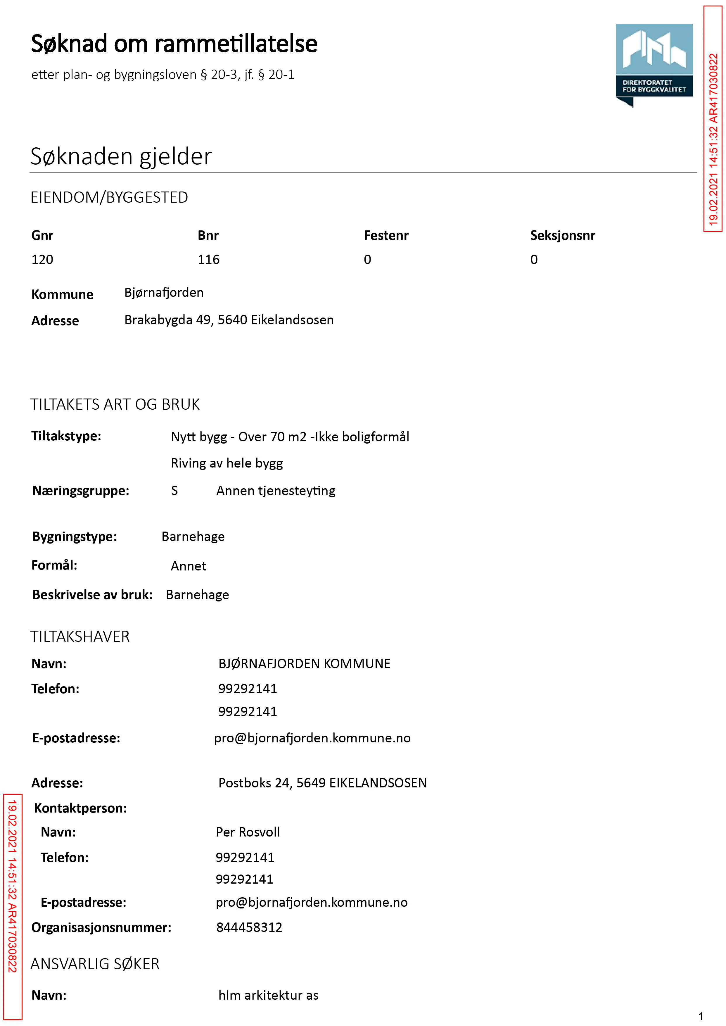 Søknad om rammetillatelse