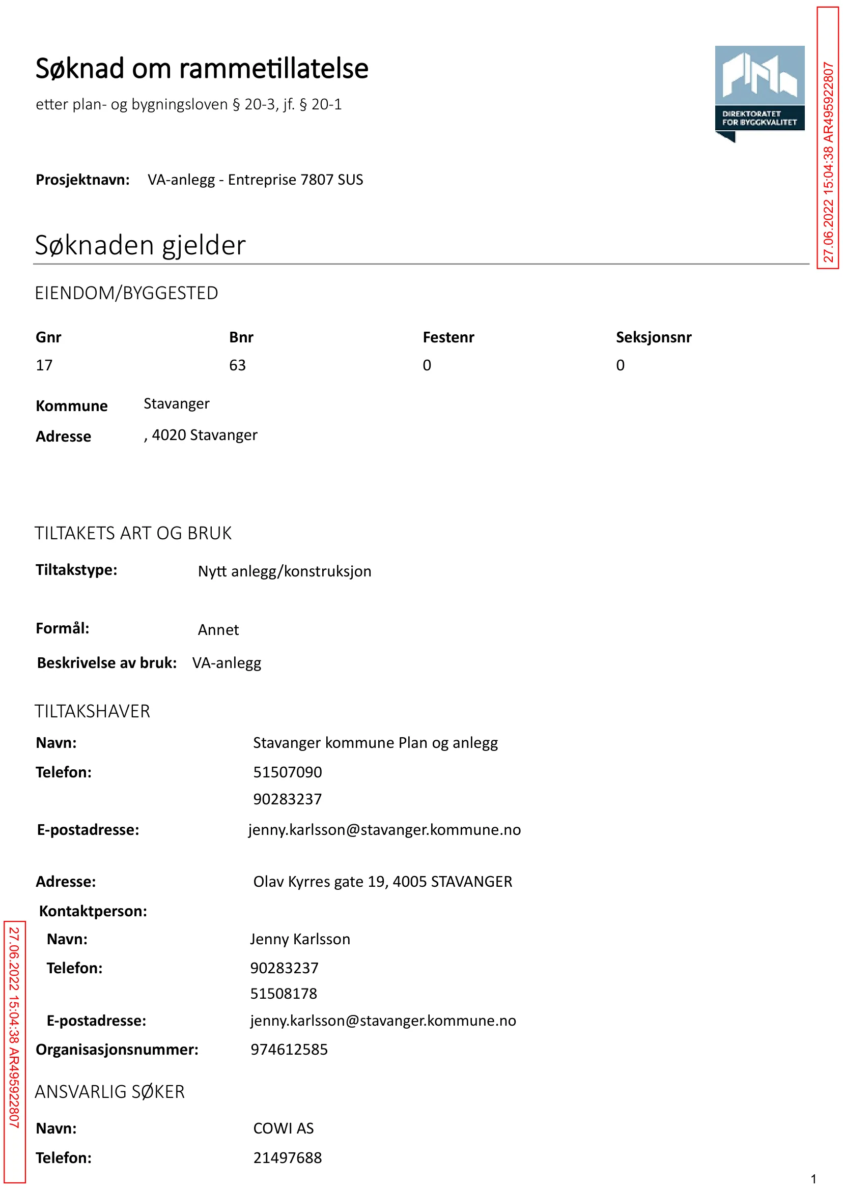 Søknad om rammetillatelse