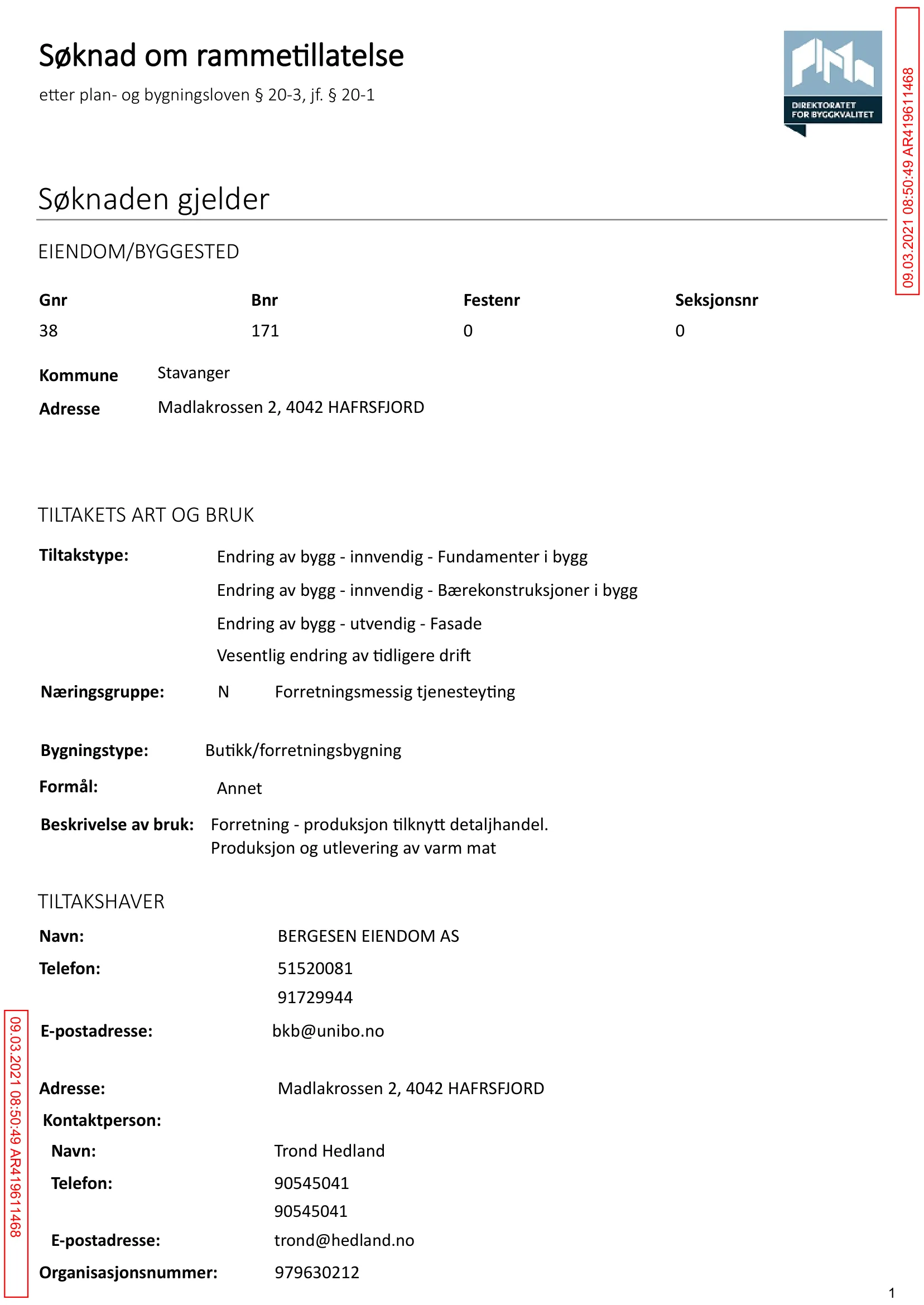 Søknad om rammetillatelse