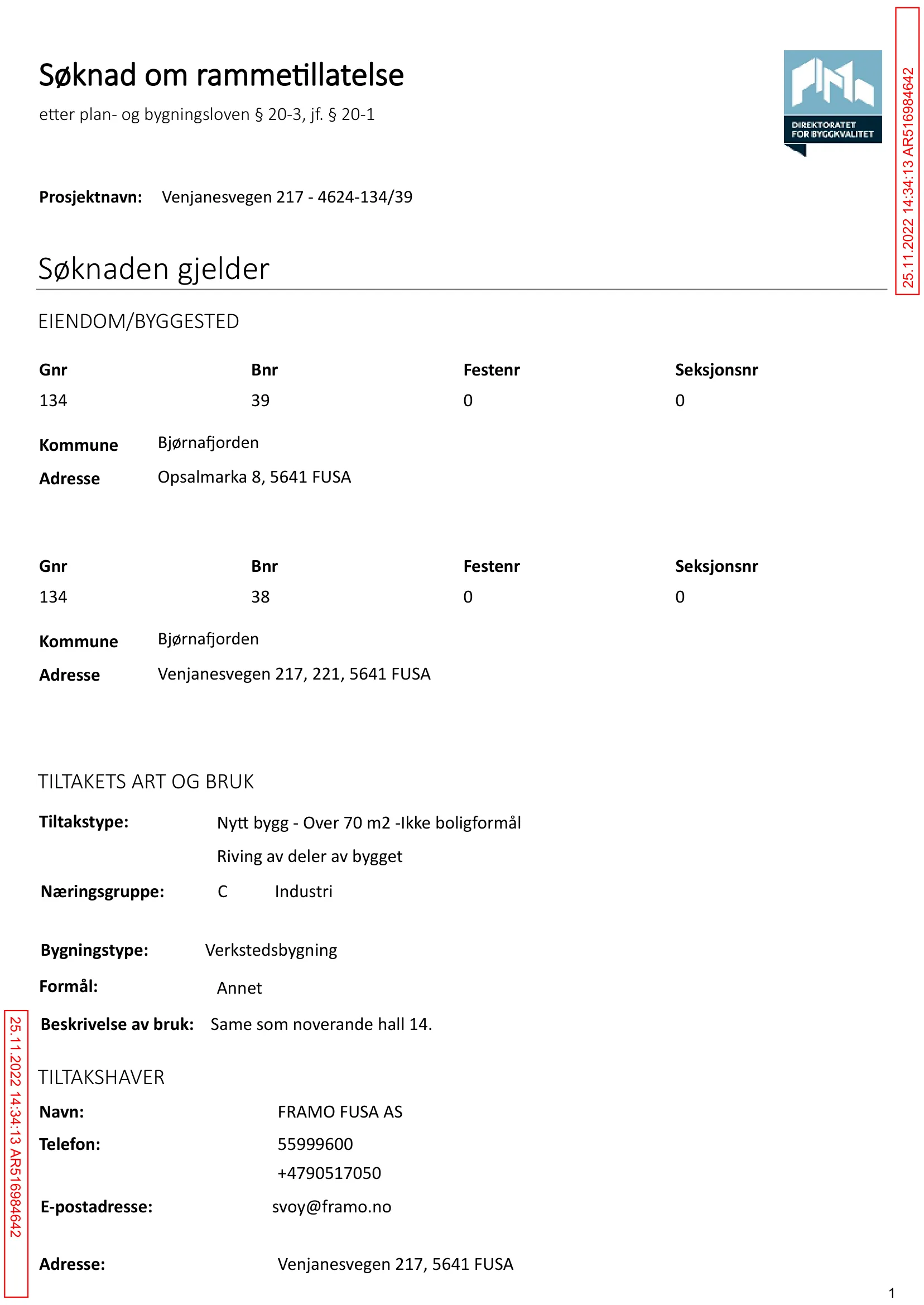Søknad om rammetillatelse