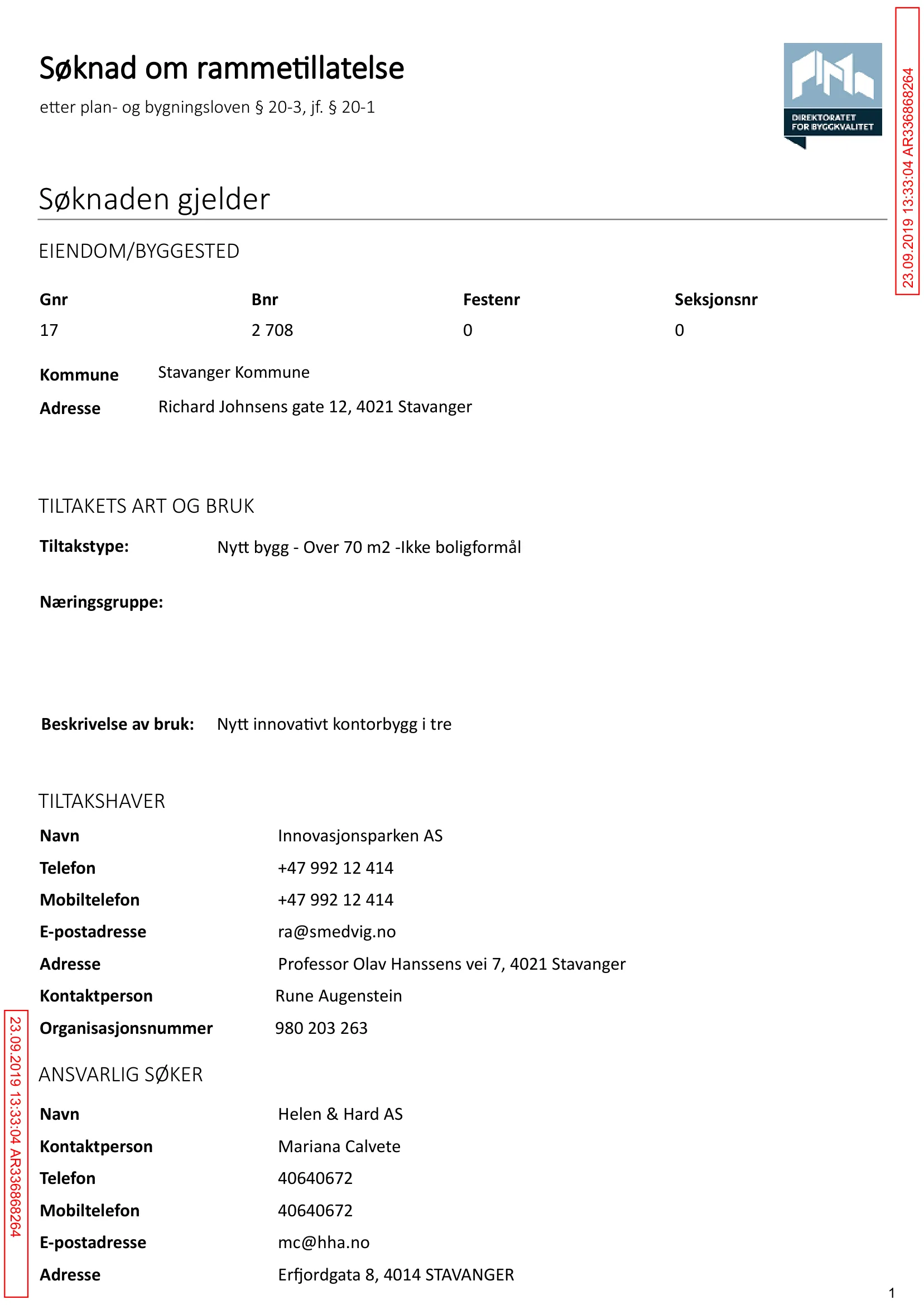 Søknad om rammetillatelse