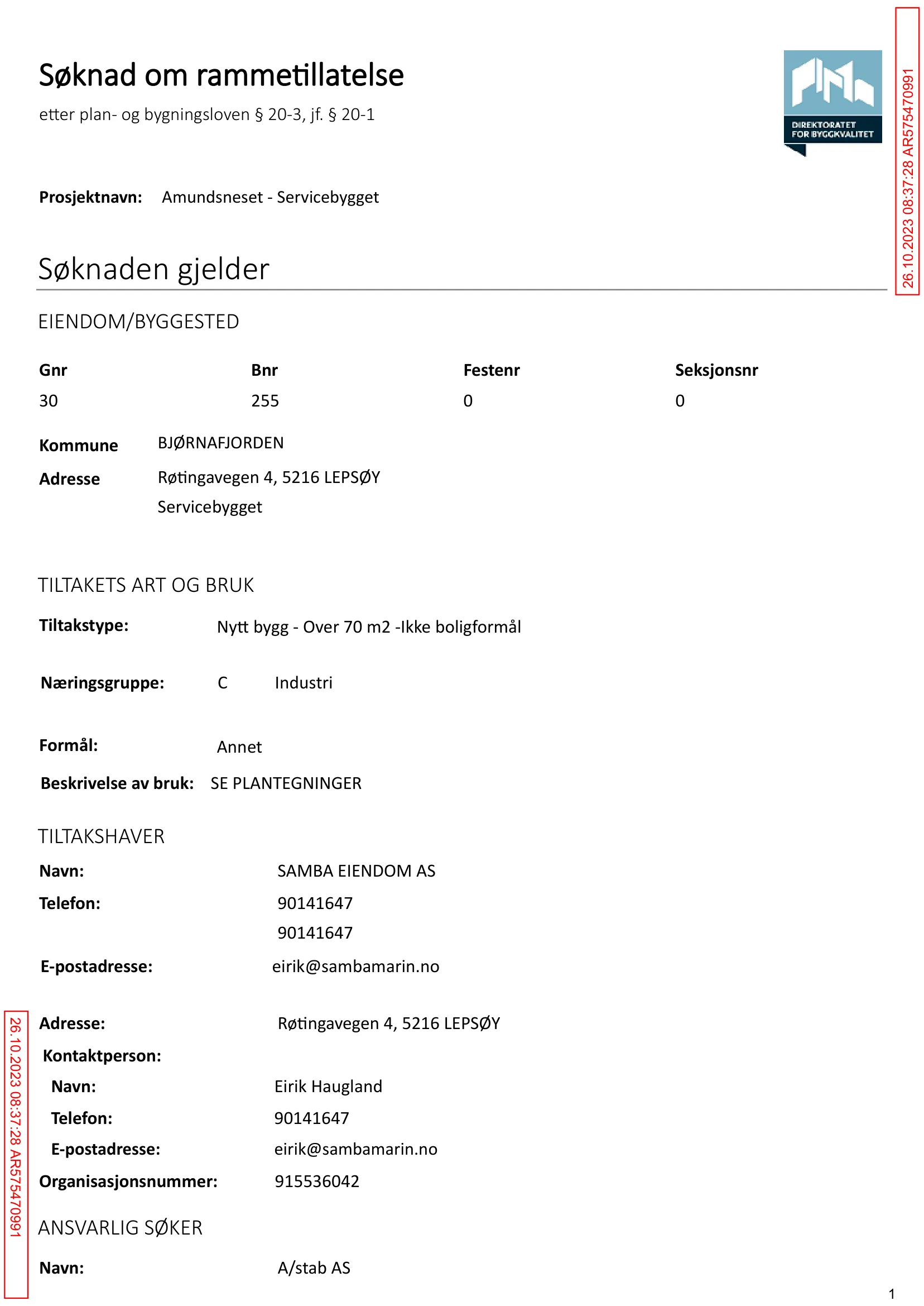 Søknad om rammetillatelse
