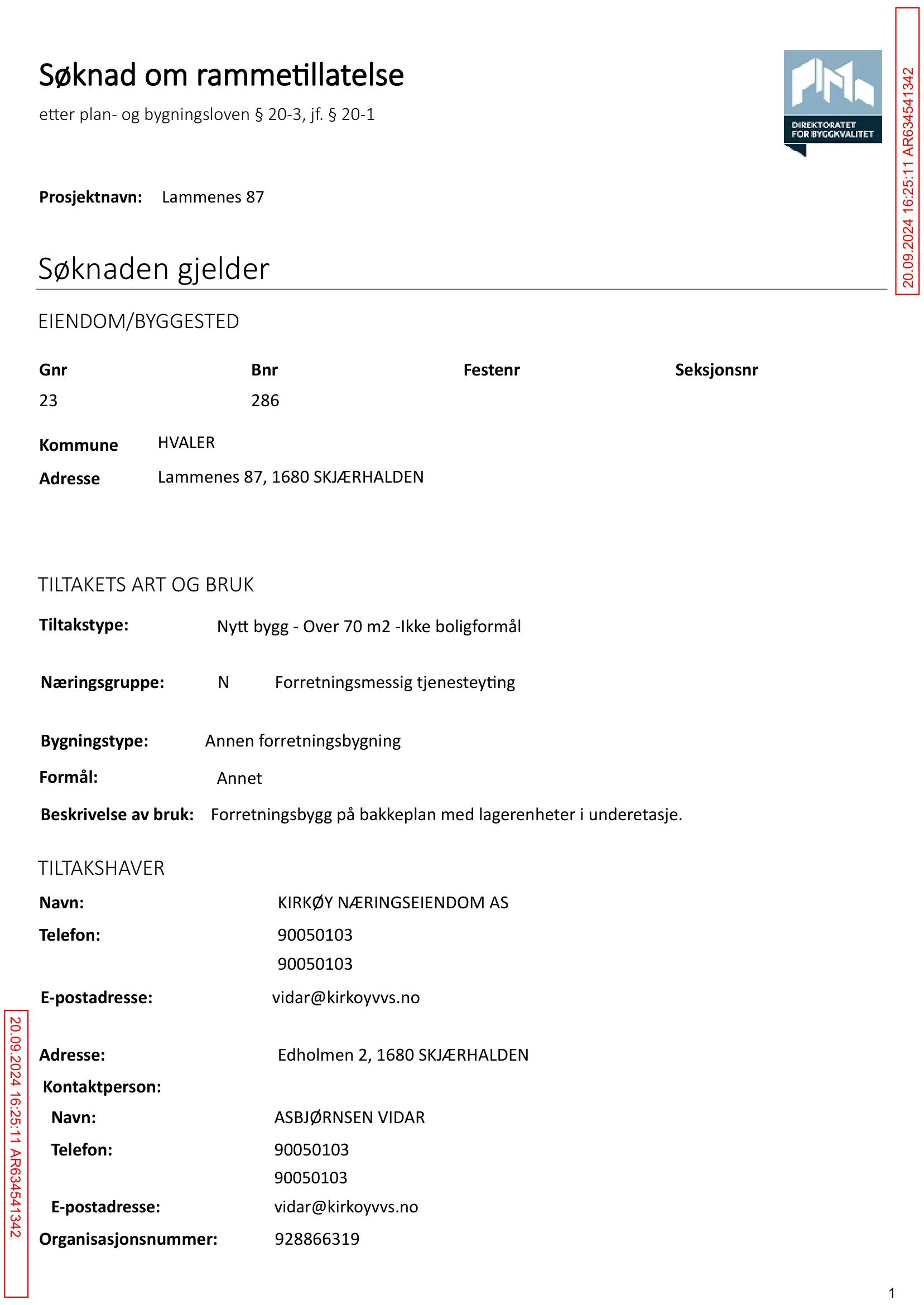 Søknad om rammetillatelse