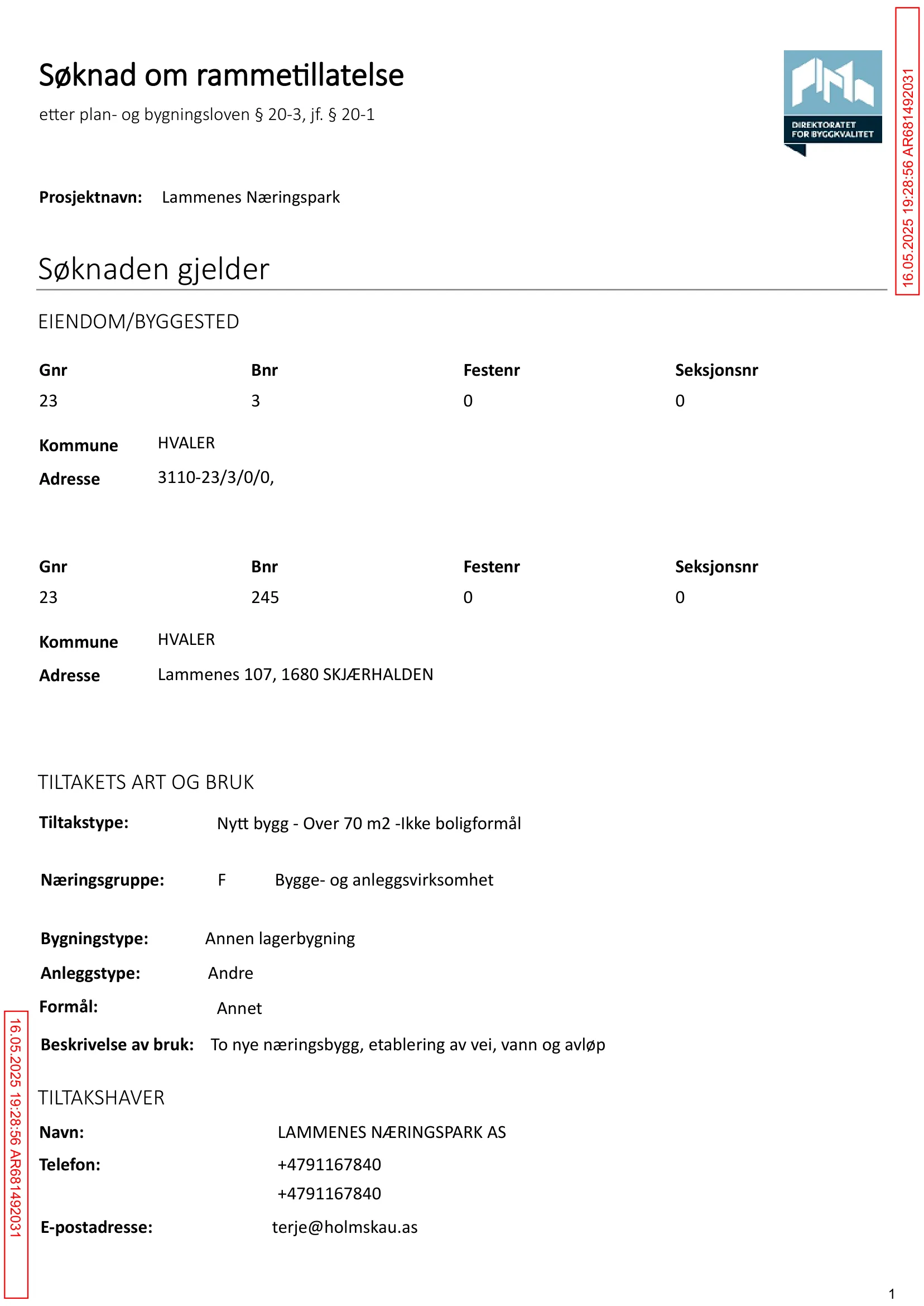 Søknad om rammetillatelse