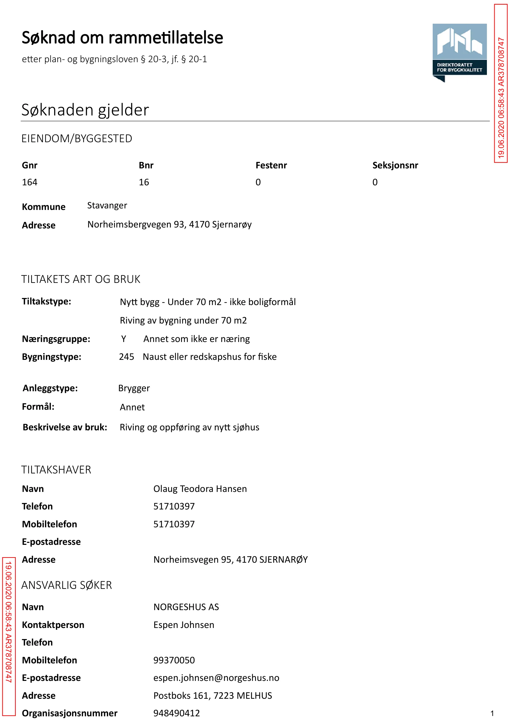 Søknad om rammetillatelse