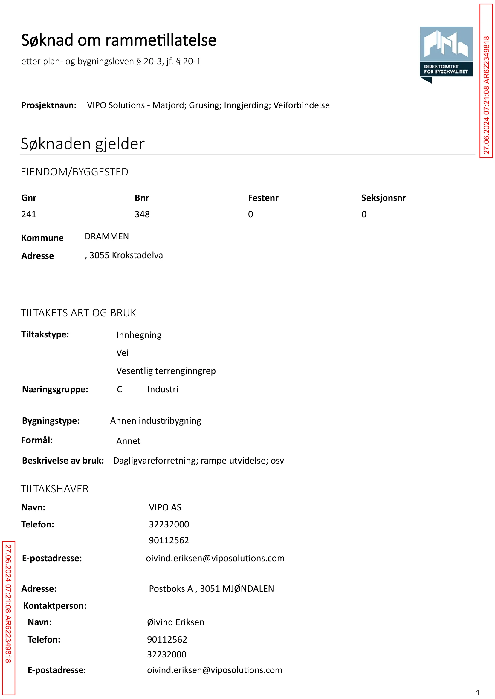 Søknad om rammetillatelse