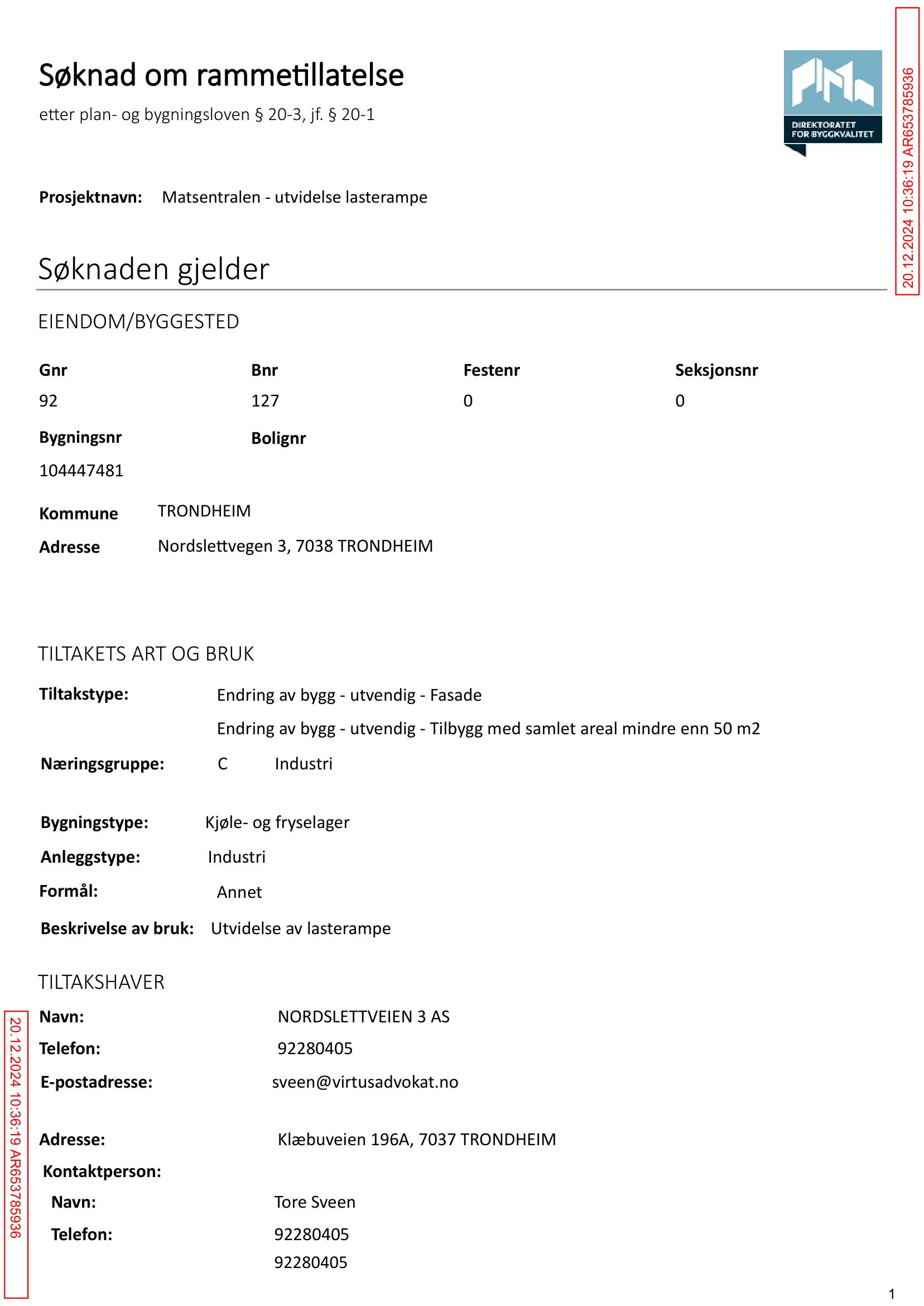 Søknad om rammetillatelse