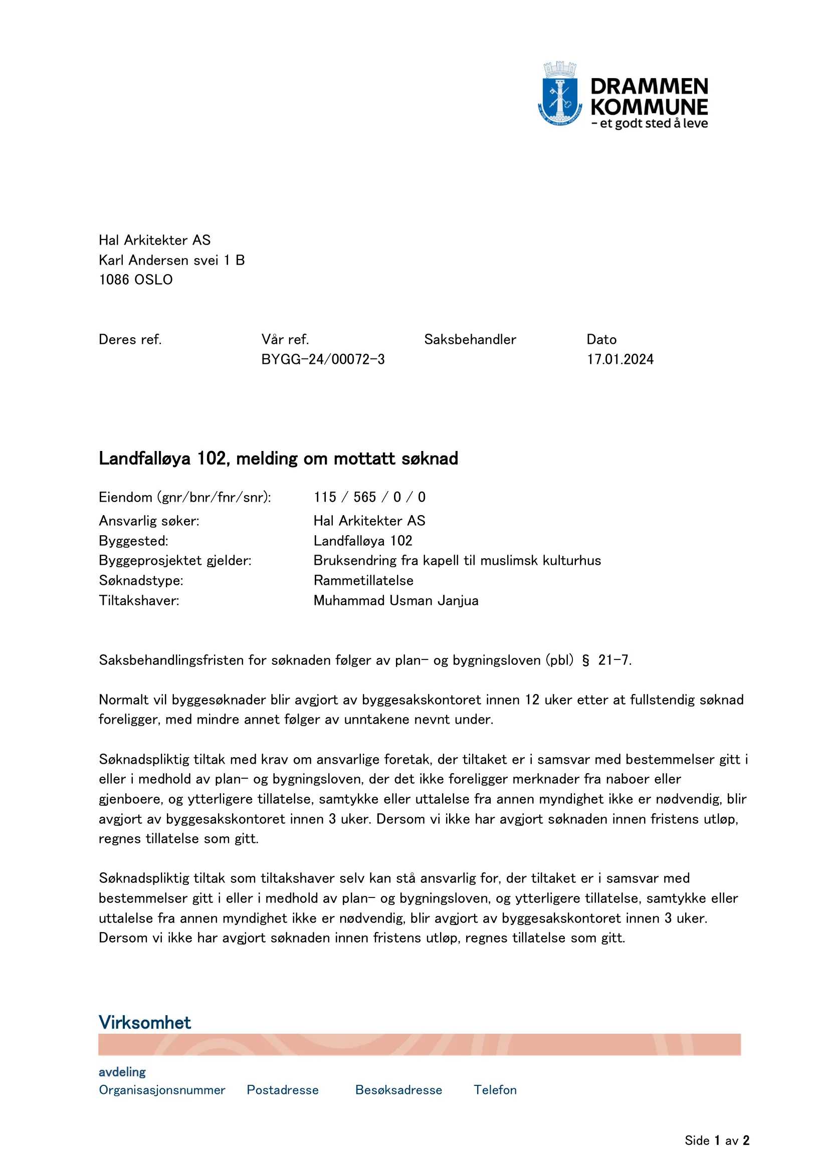 Søknad om rammetillatelse
