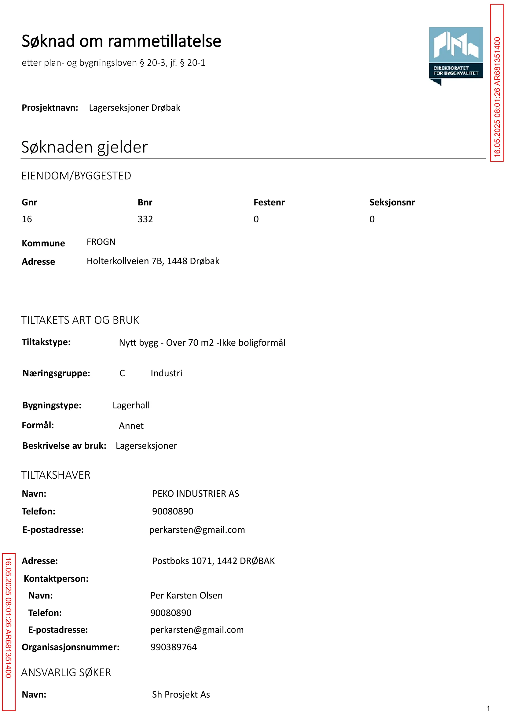 Søknad om rammetillatelse
