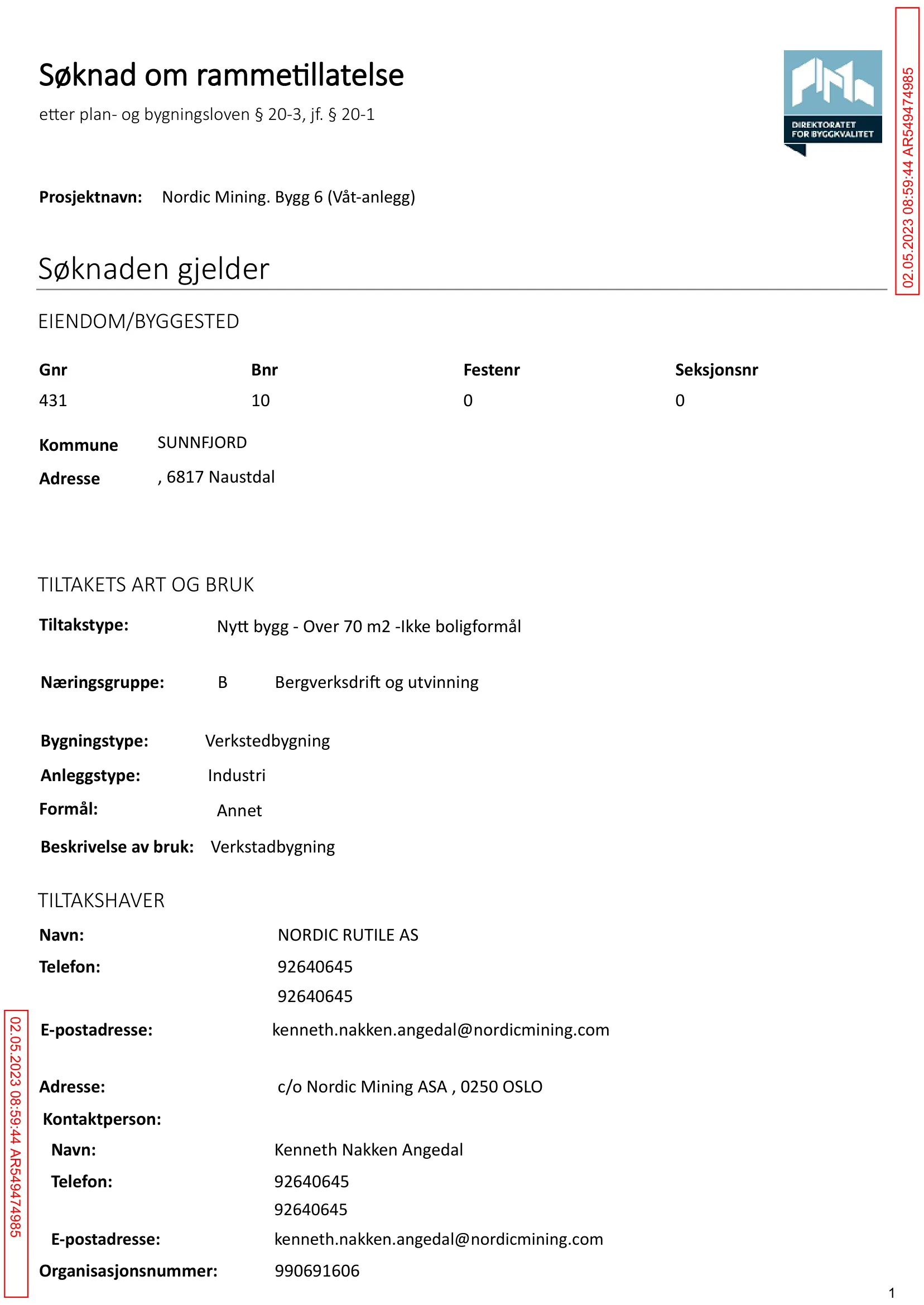 Søknad om rammetillatelse