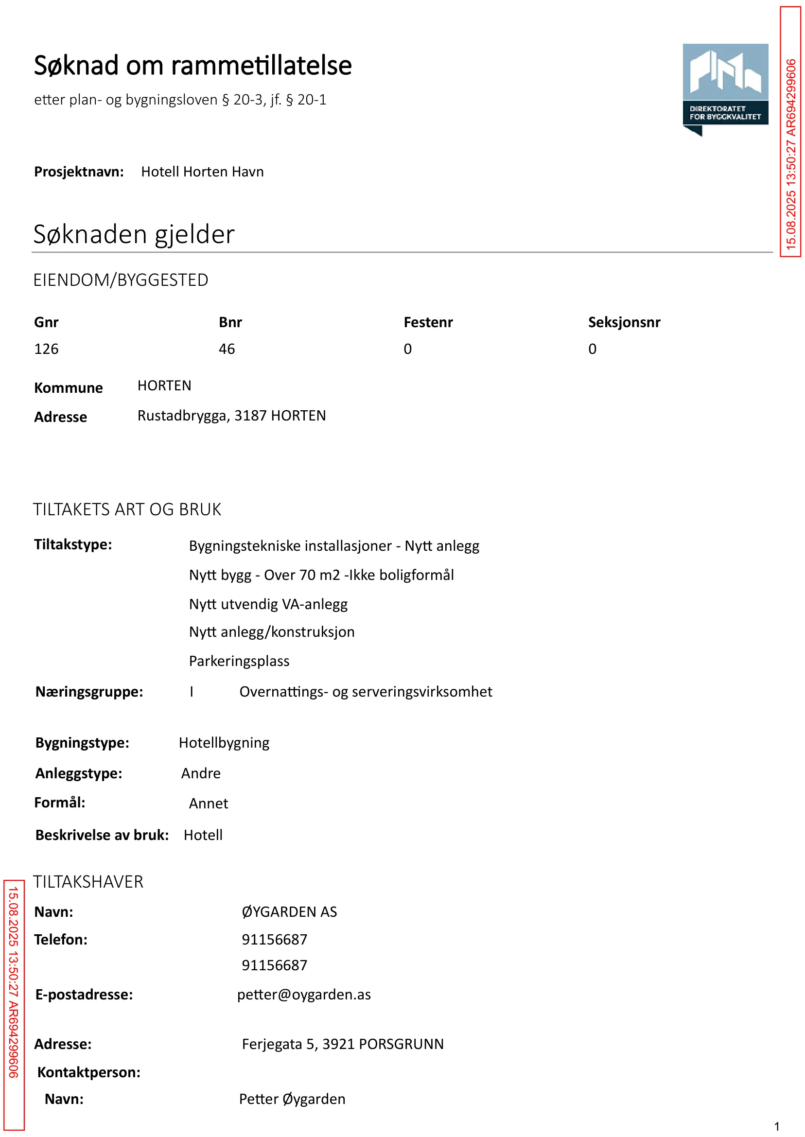 Søknad om rammetillatelse