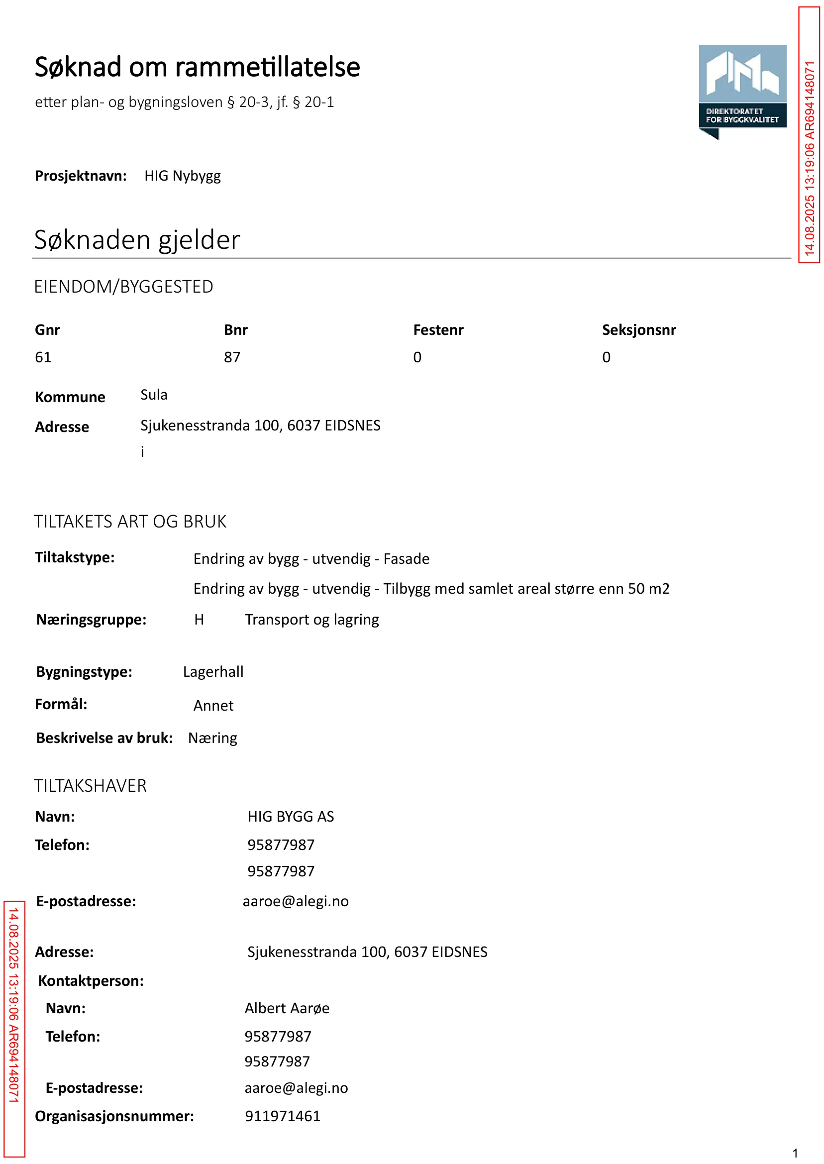 Søknad om rammetillatelse