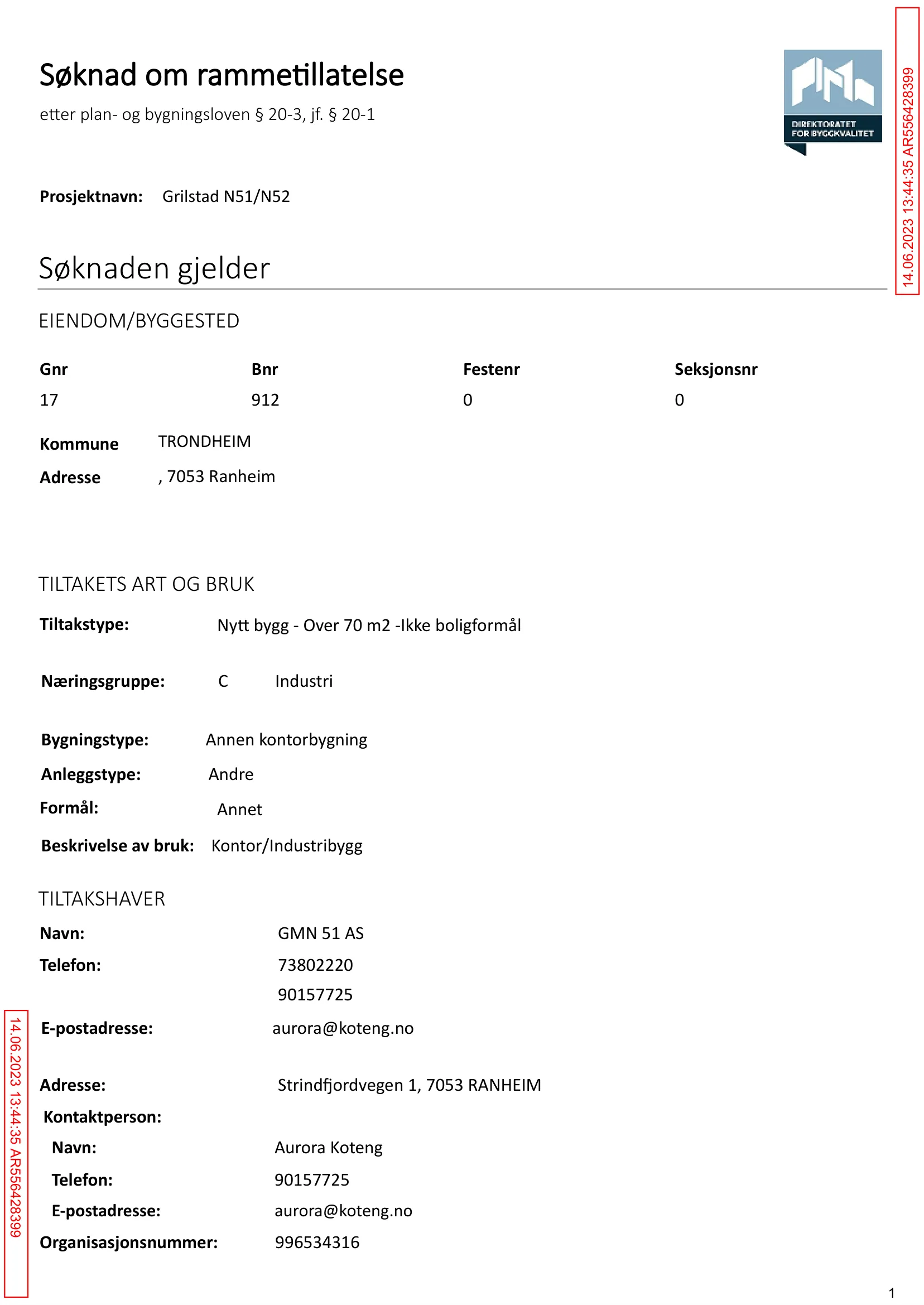 Søknad om rammetillatelse