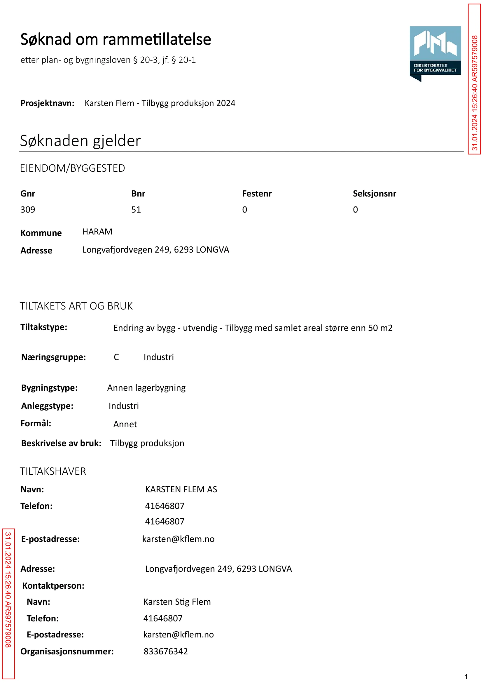Søknad om rammetillatelse