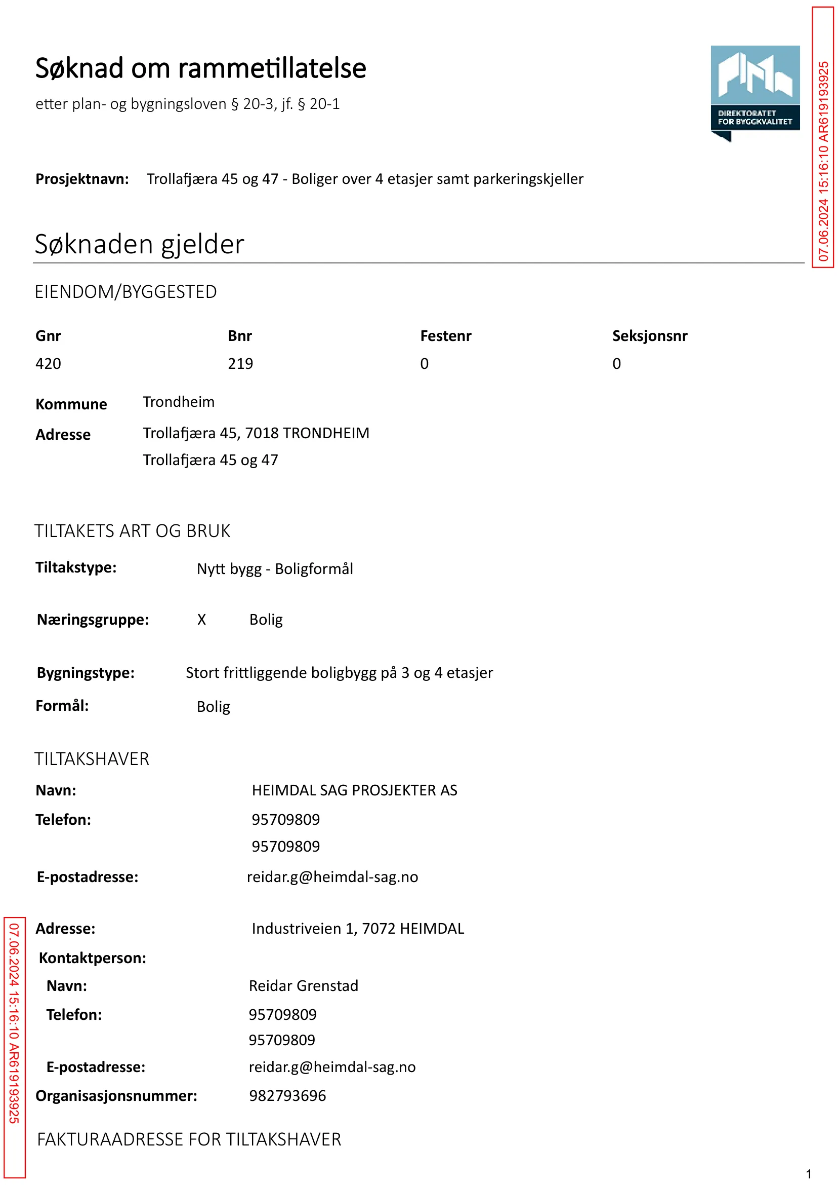 Søknad om rammetillatelse