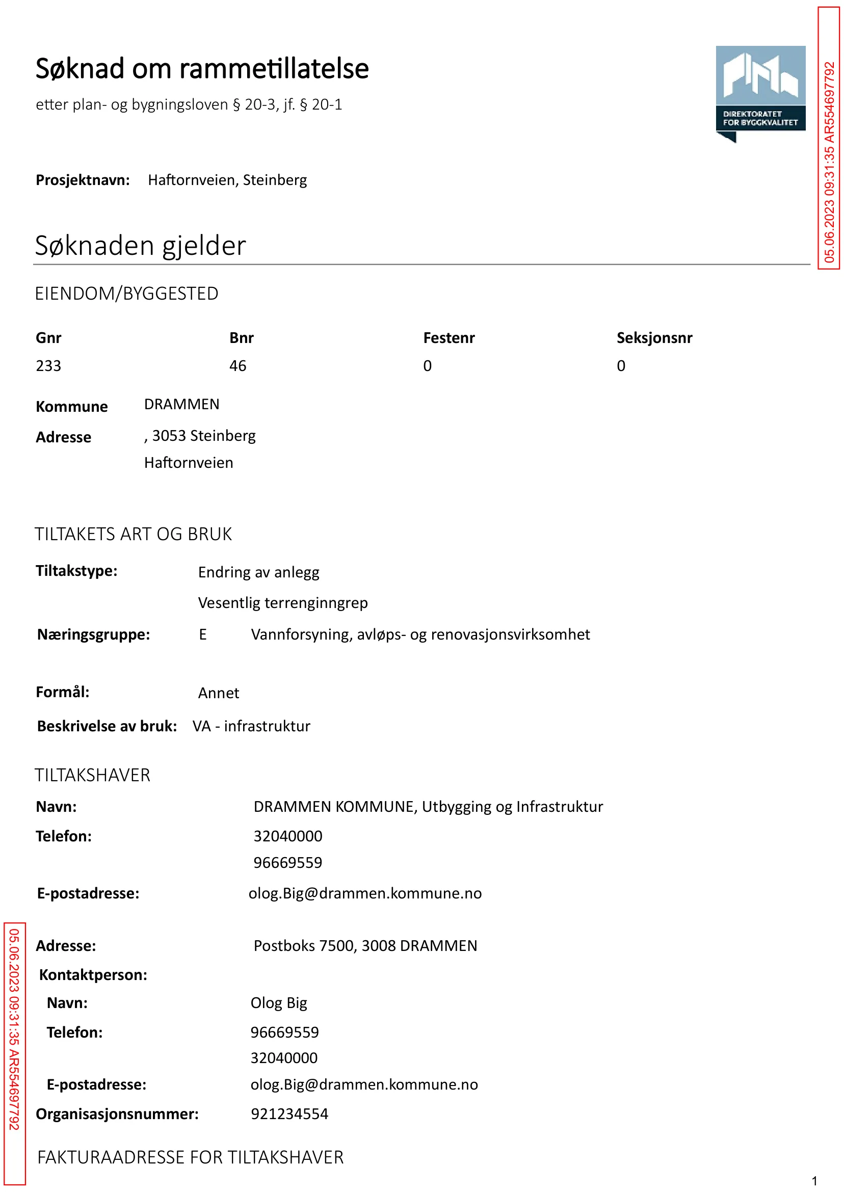 Søknad om rammetillatelse