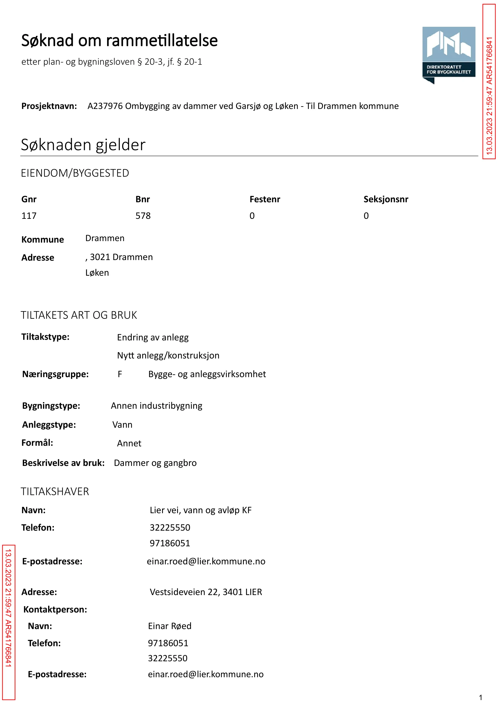 Søknad om rammetillatelse