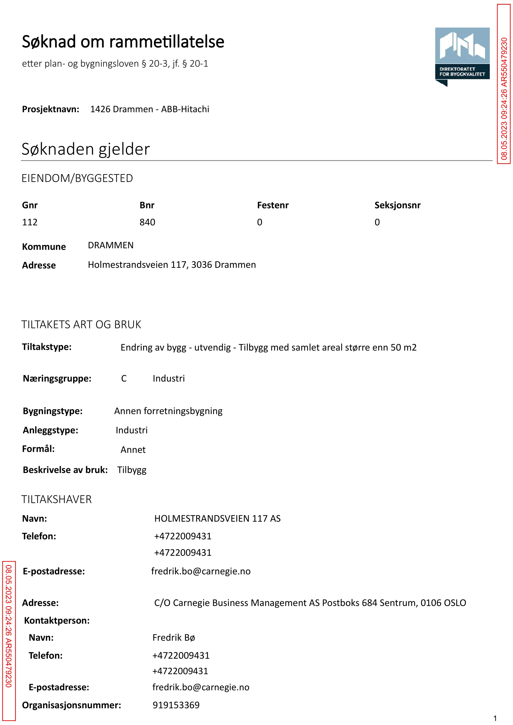 Søknad om rammetillatelse