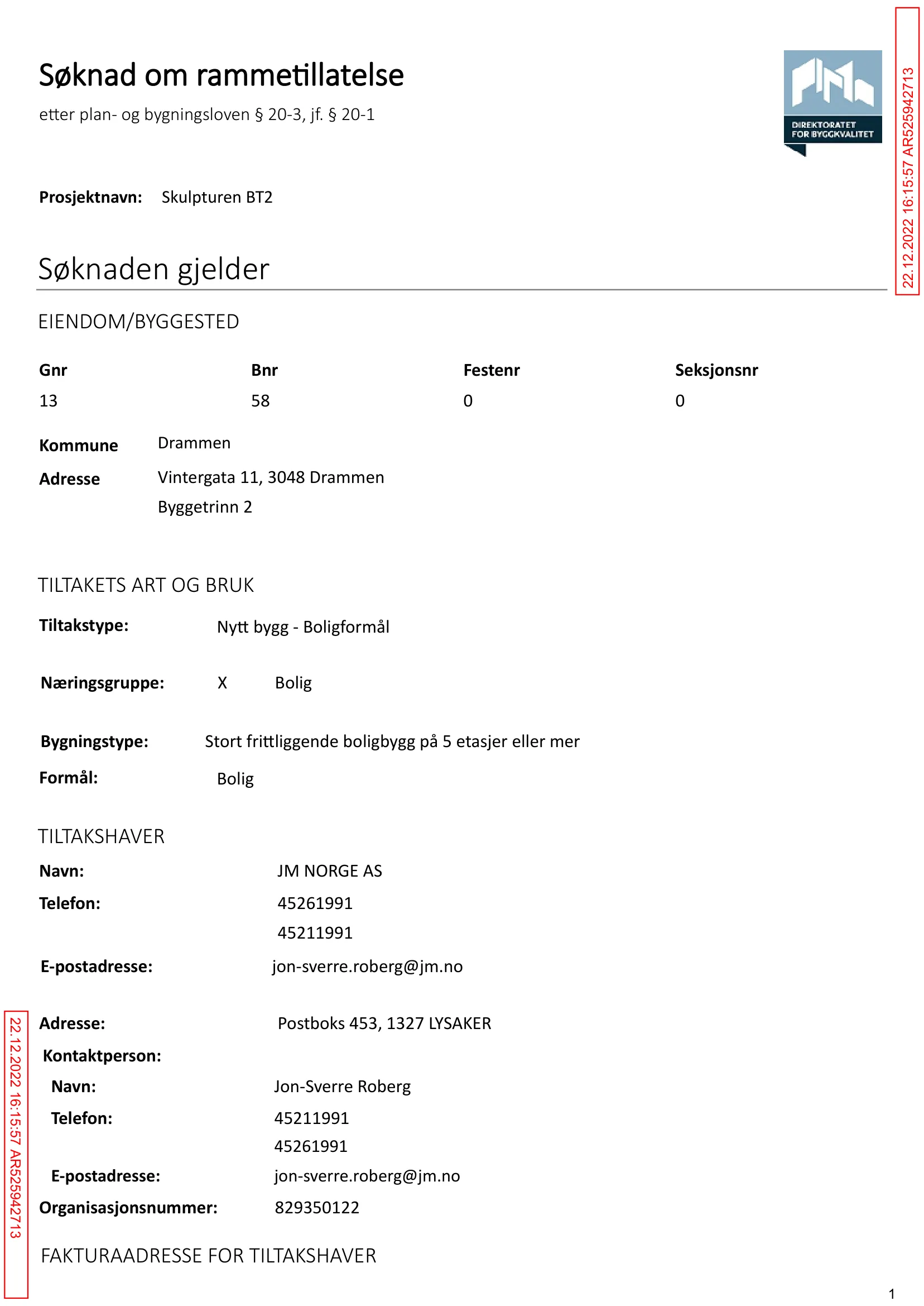 Søknad om rammetillatelse