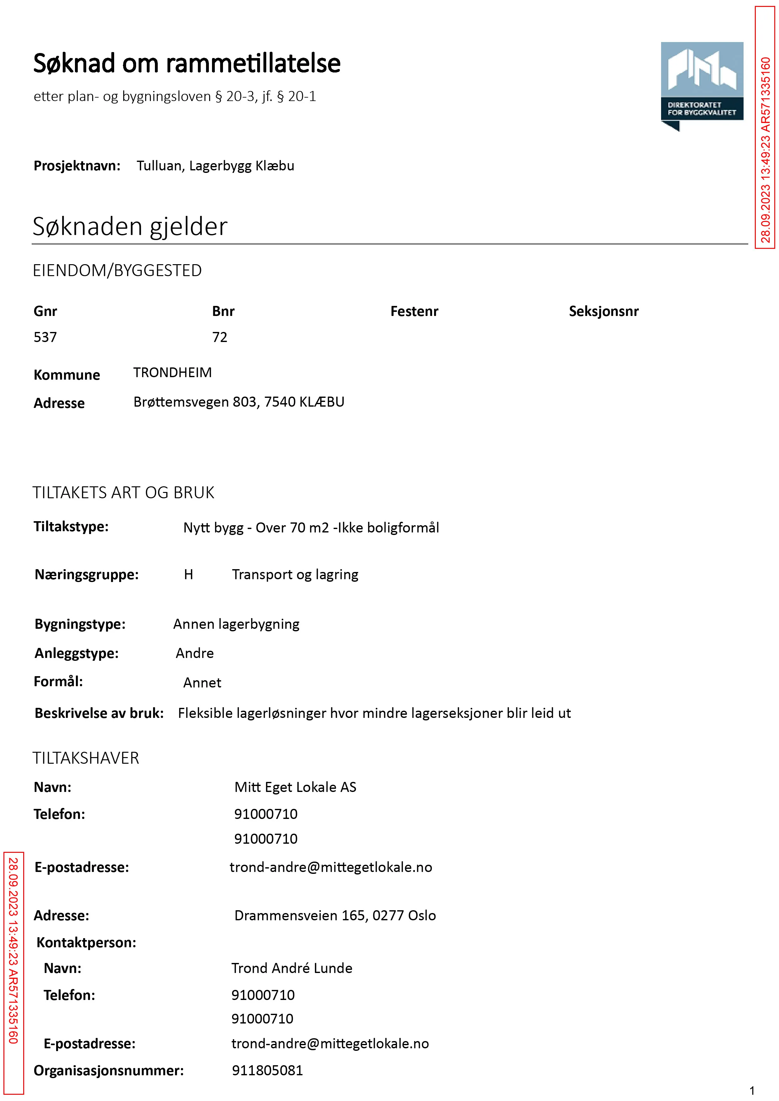 Søknad om rammetillatelse