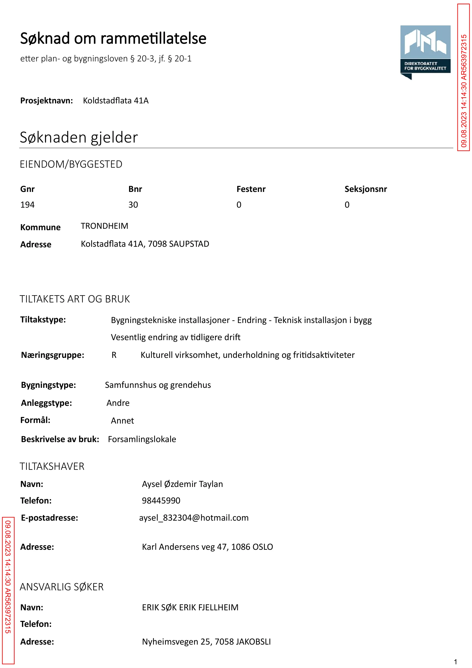 Søknad om rammetillatelse