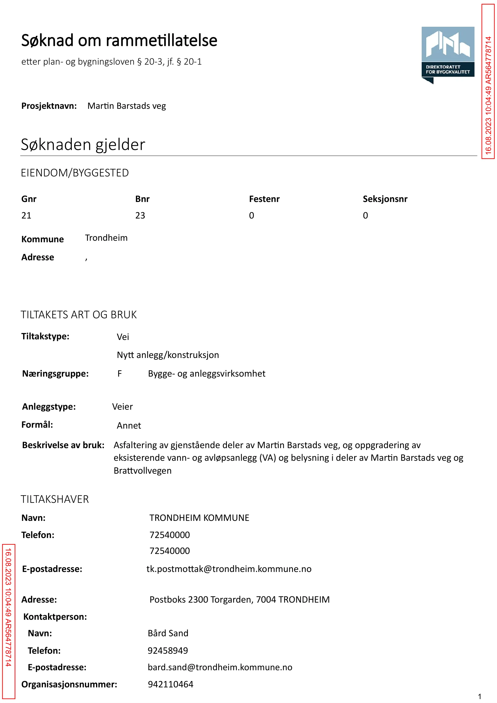 Søknad om rammetillatelse