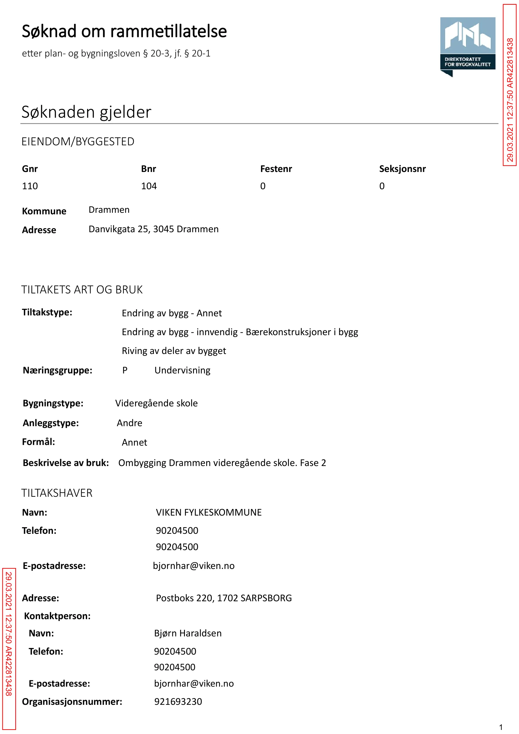 Søknad om rammetillatelse