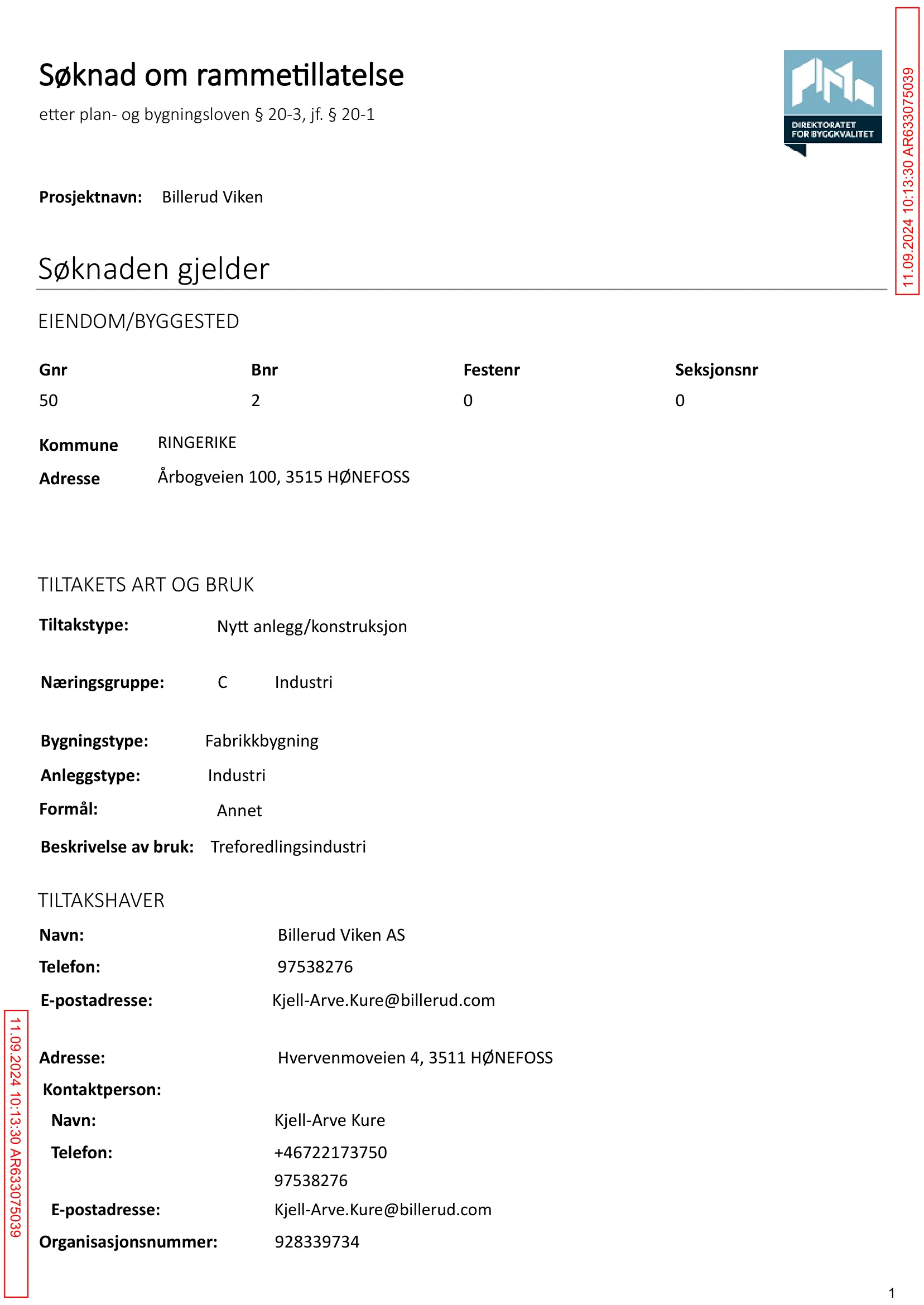 Søknad om rammetillatelse