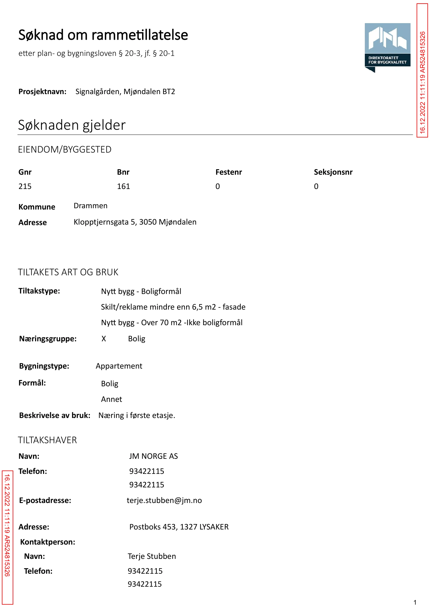 Søknad om rammetillatelse