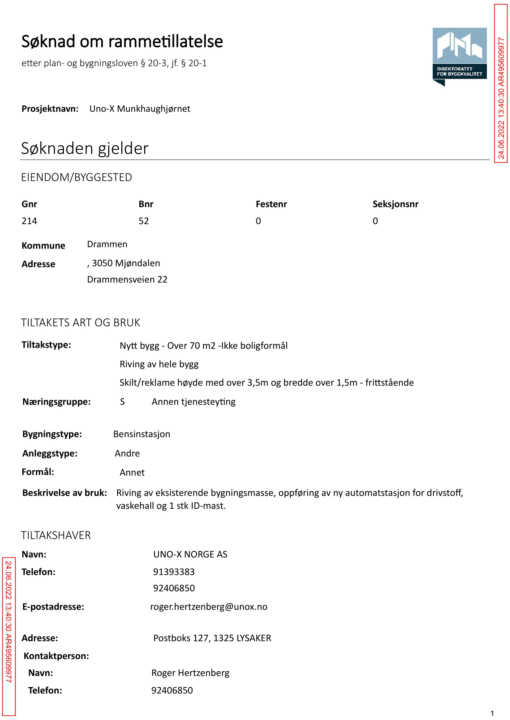 Søknad om rammetillatelse