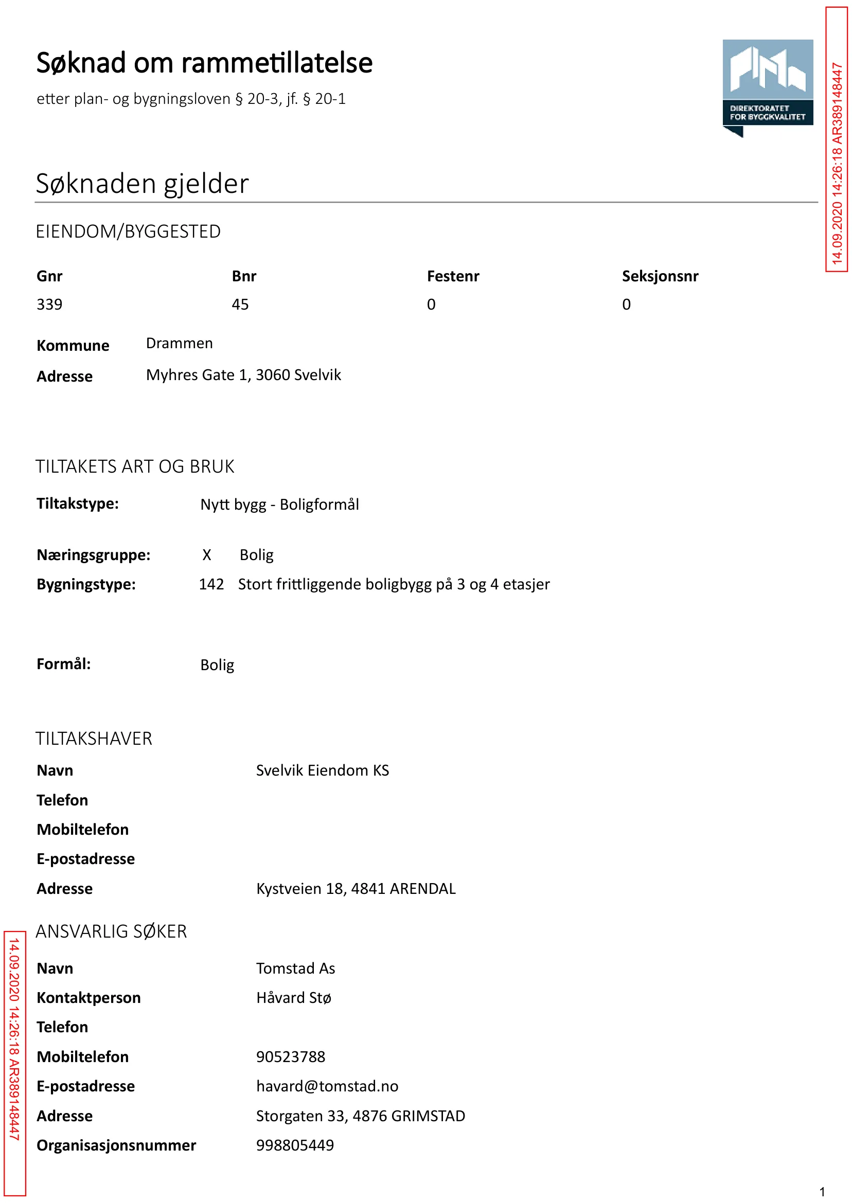 Søknad om rammetillatelse