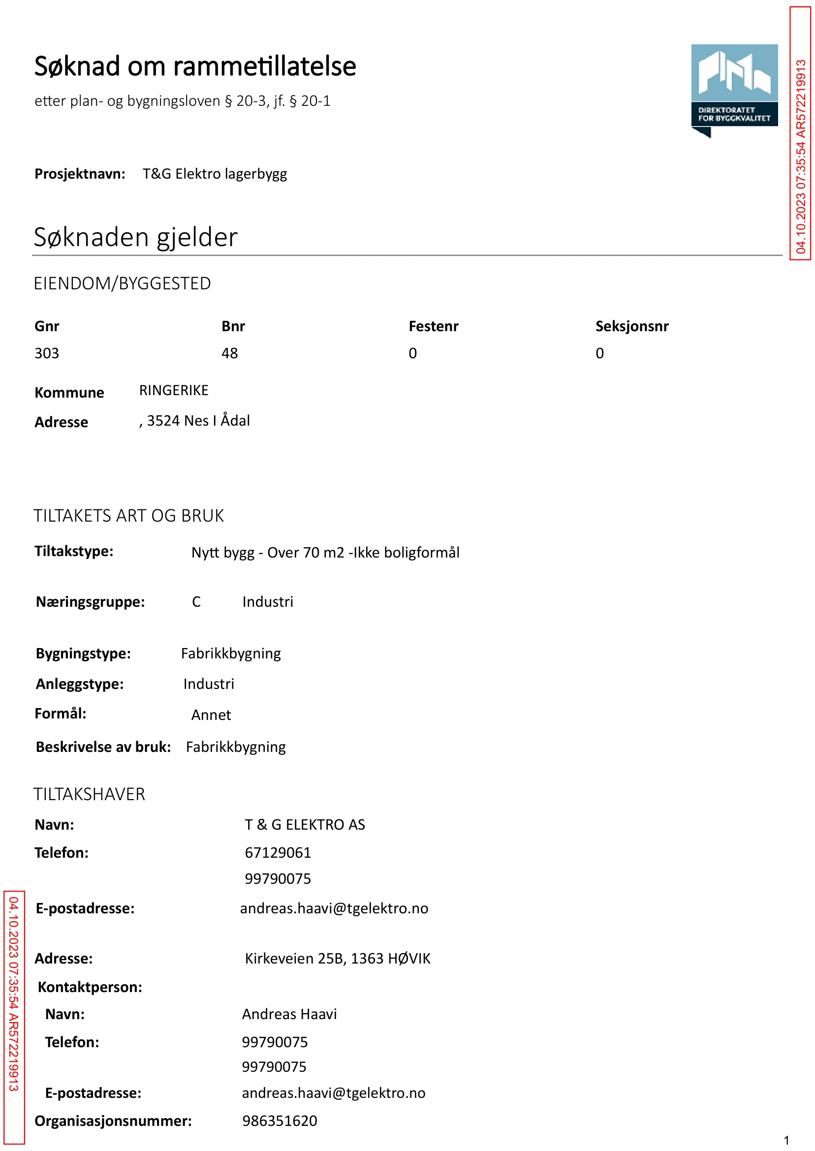 Søknad om rammetillatelse
