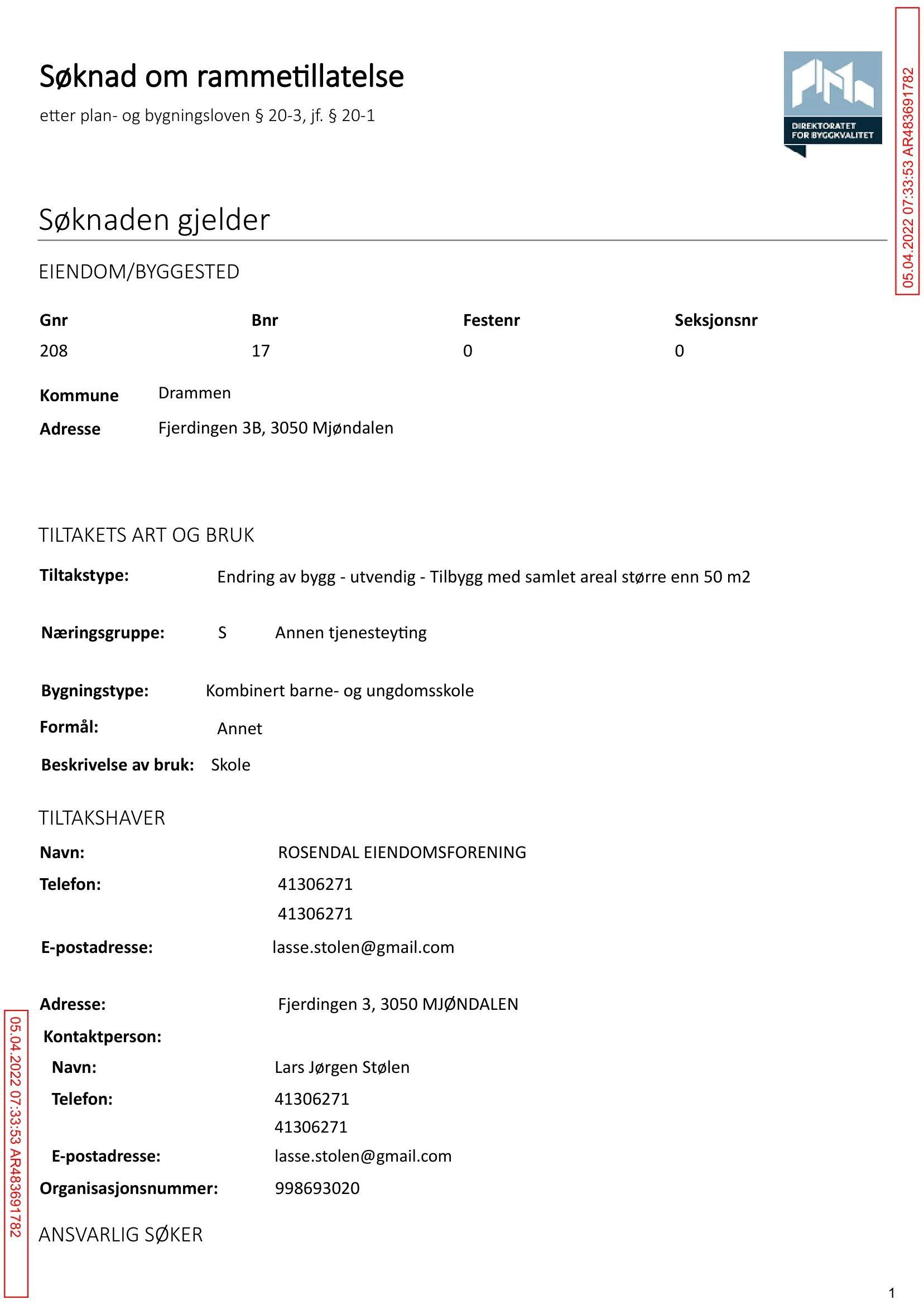Søknad om rammetillatelse