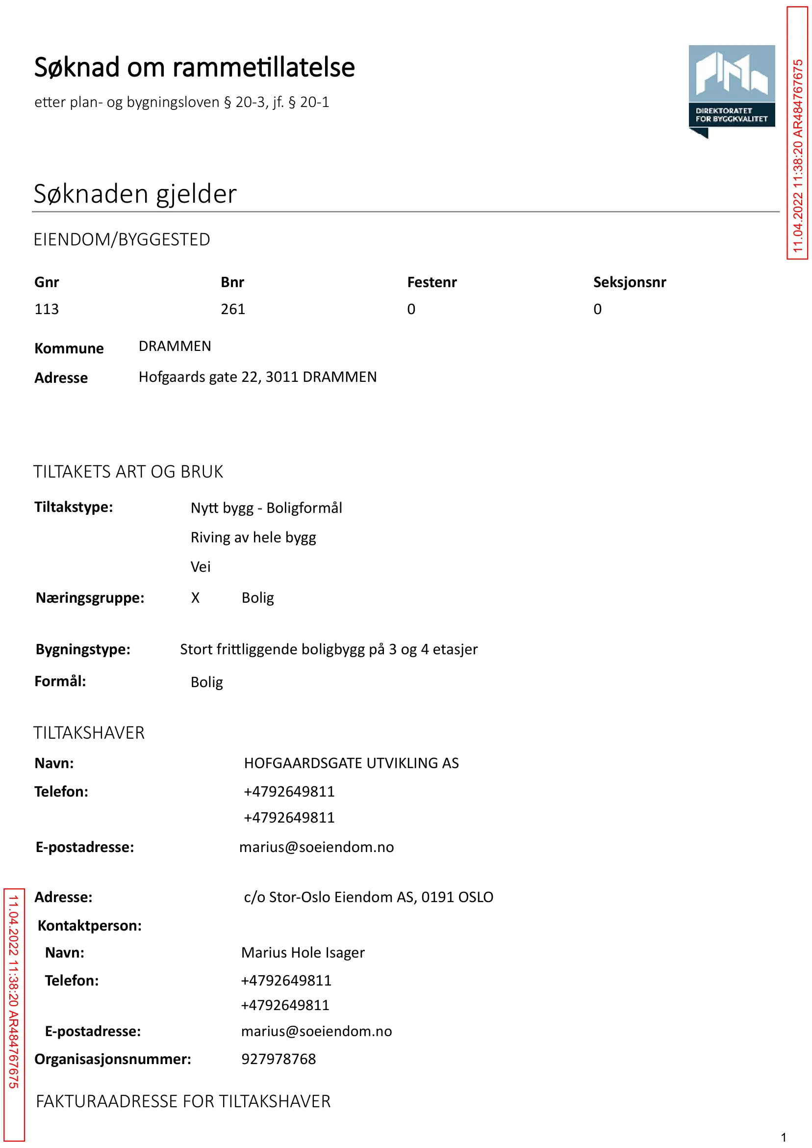 Søknad om rammetillatelse