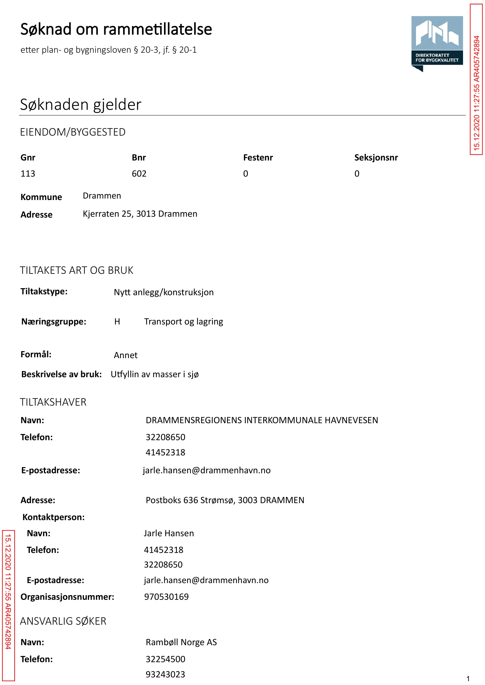 Søknad om rammetillatelse