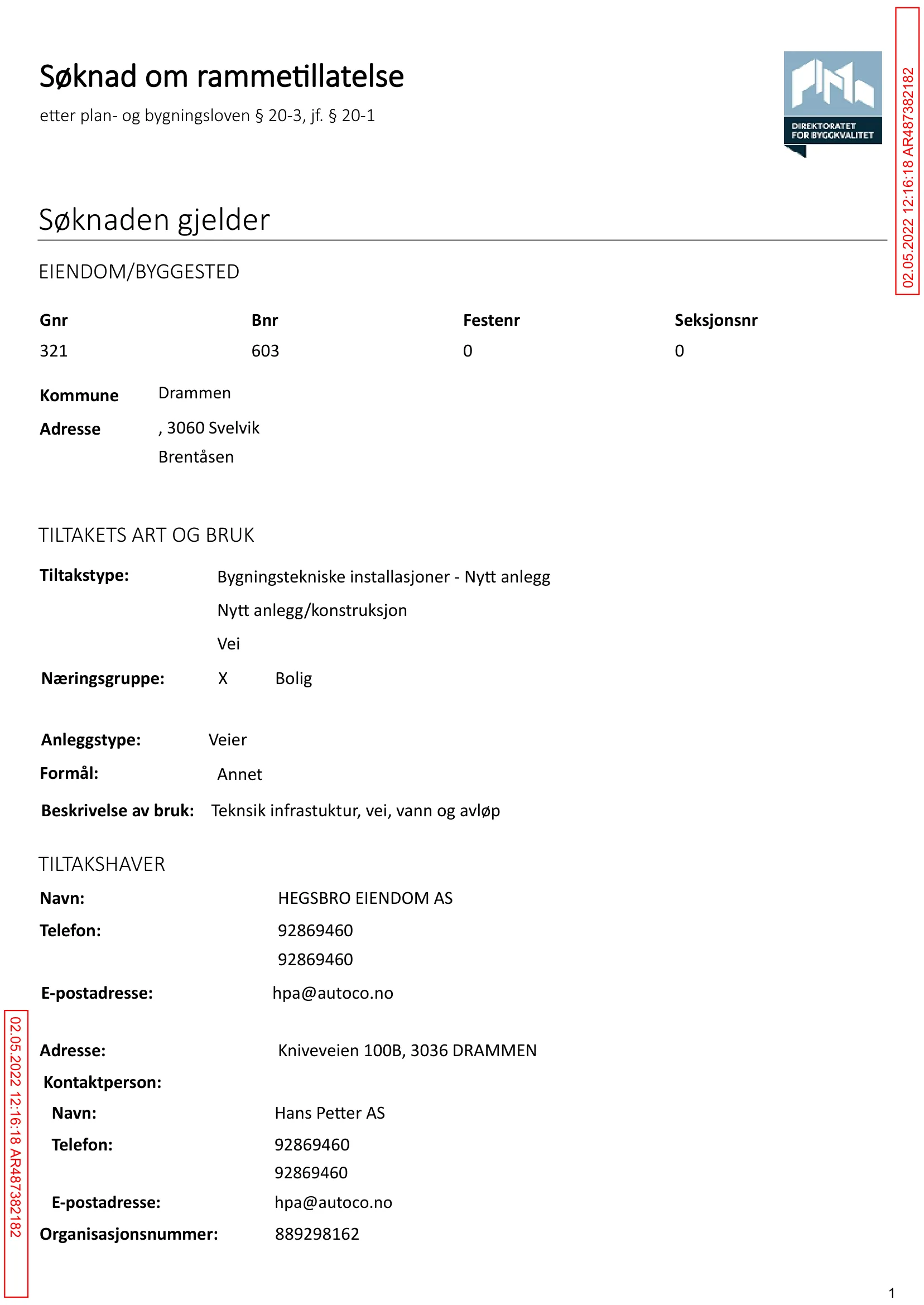 Søknad om rammetillatelse