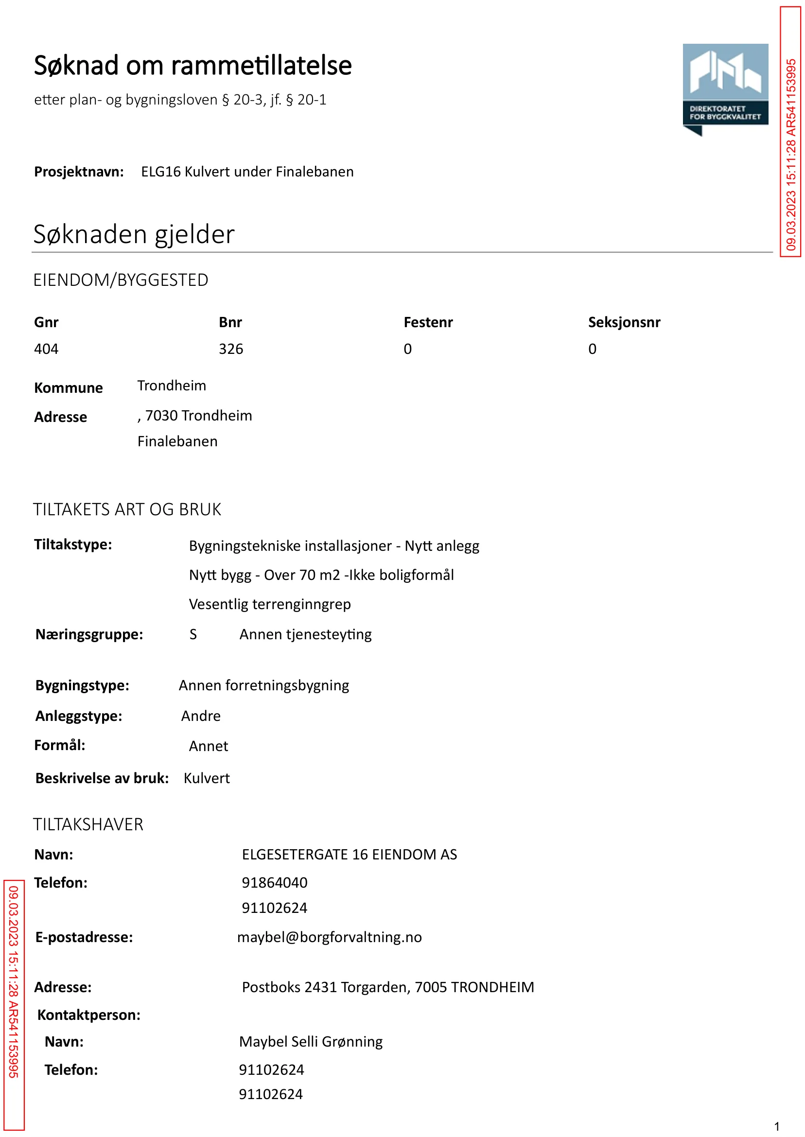 Søknad om rammetillatelse