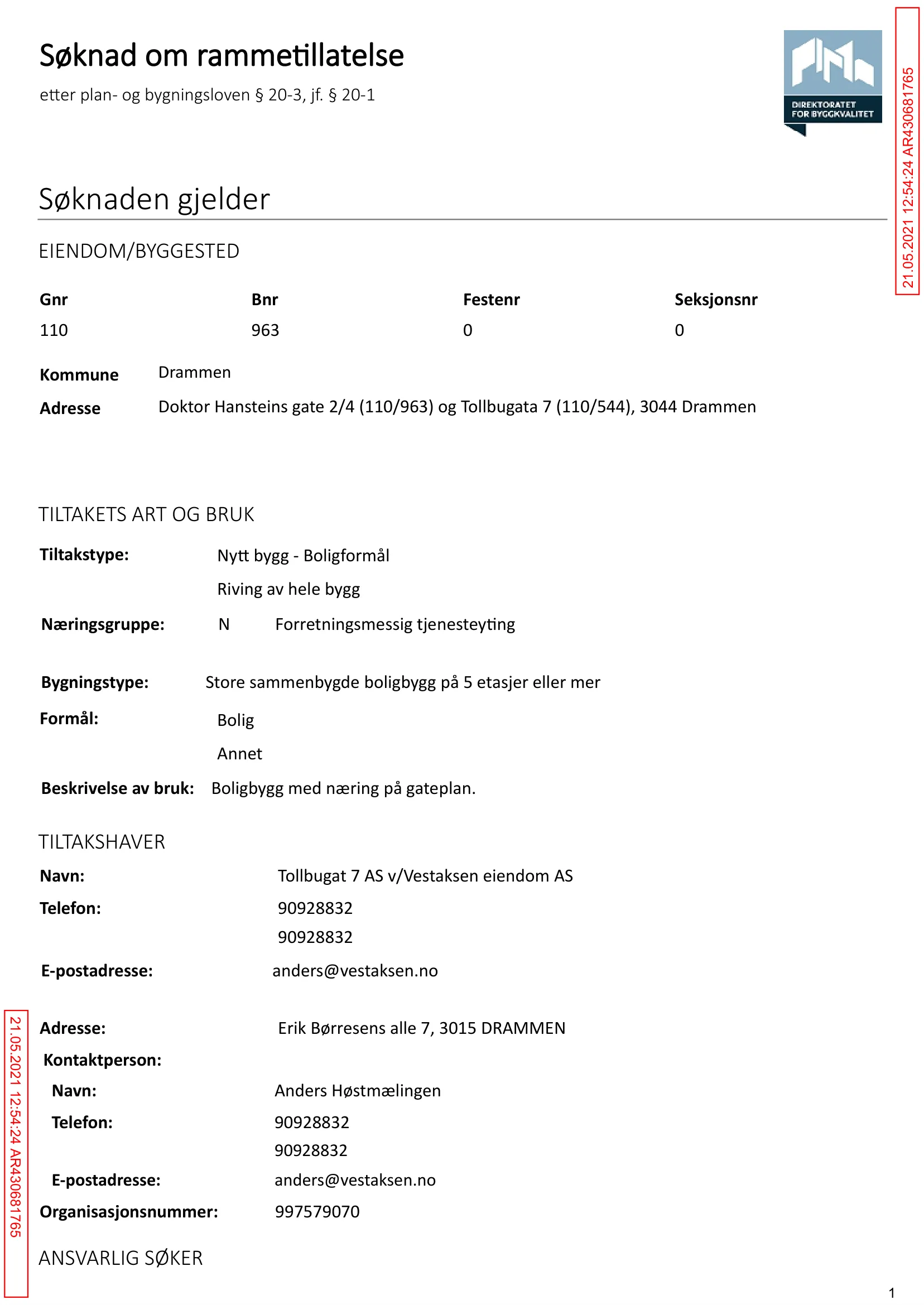 Søknad om rammetillatelse