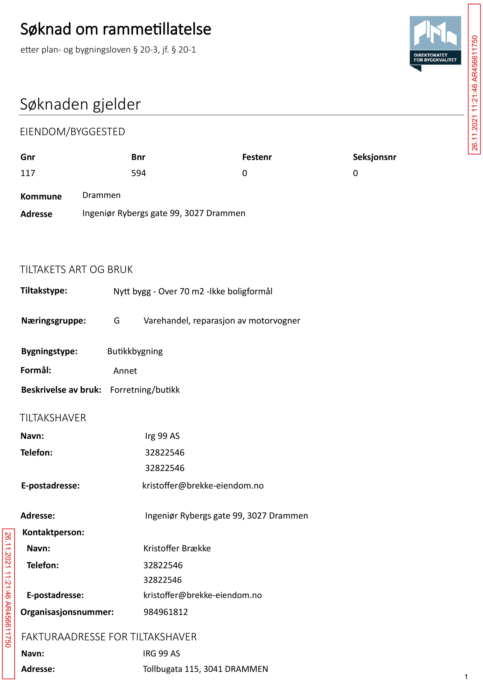 Søknad om rammetillatelse
