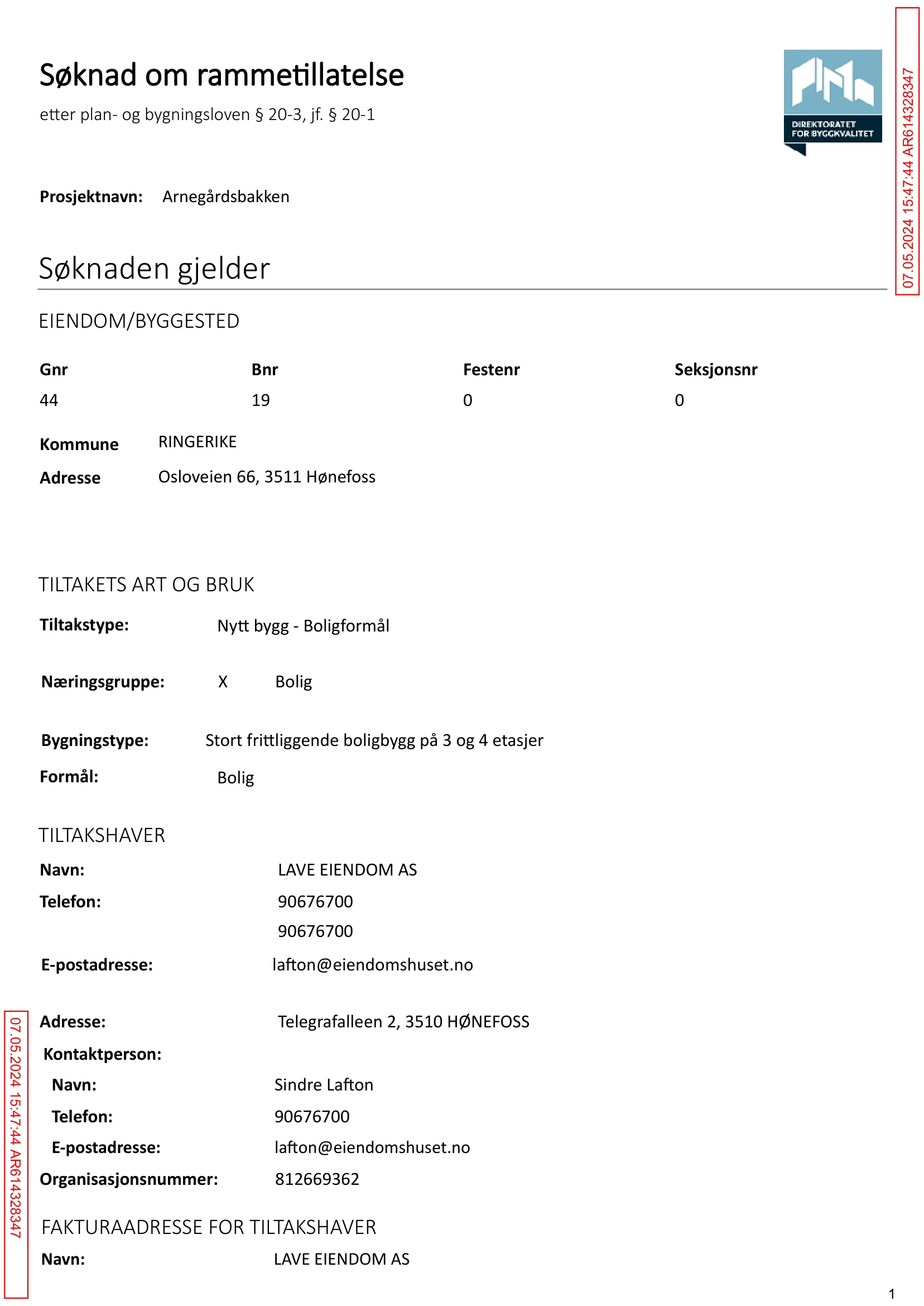 Søknad om rammetillatelse