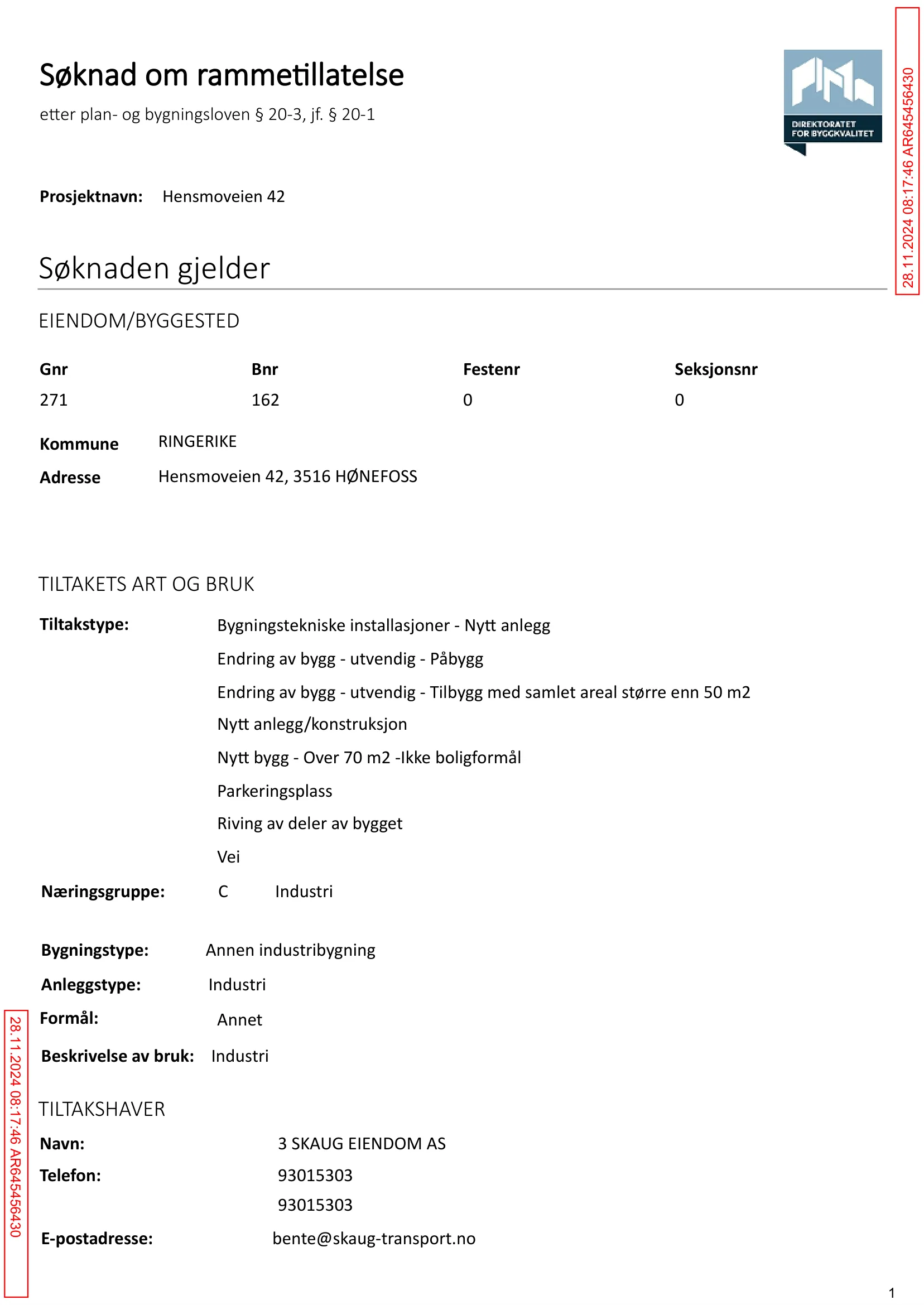 Søknad om rammetillatelse