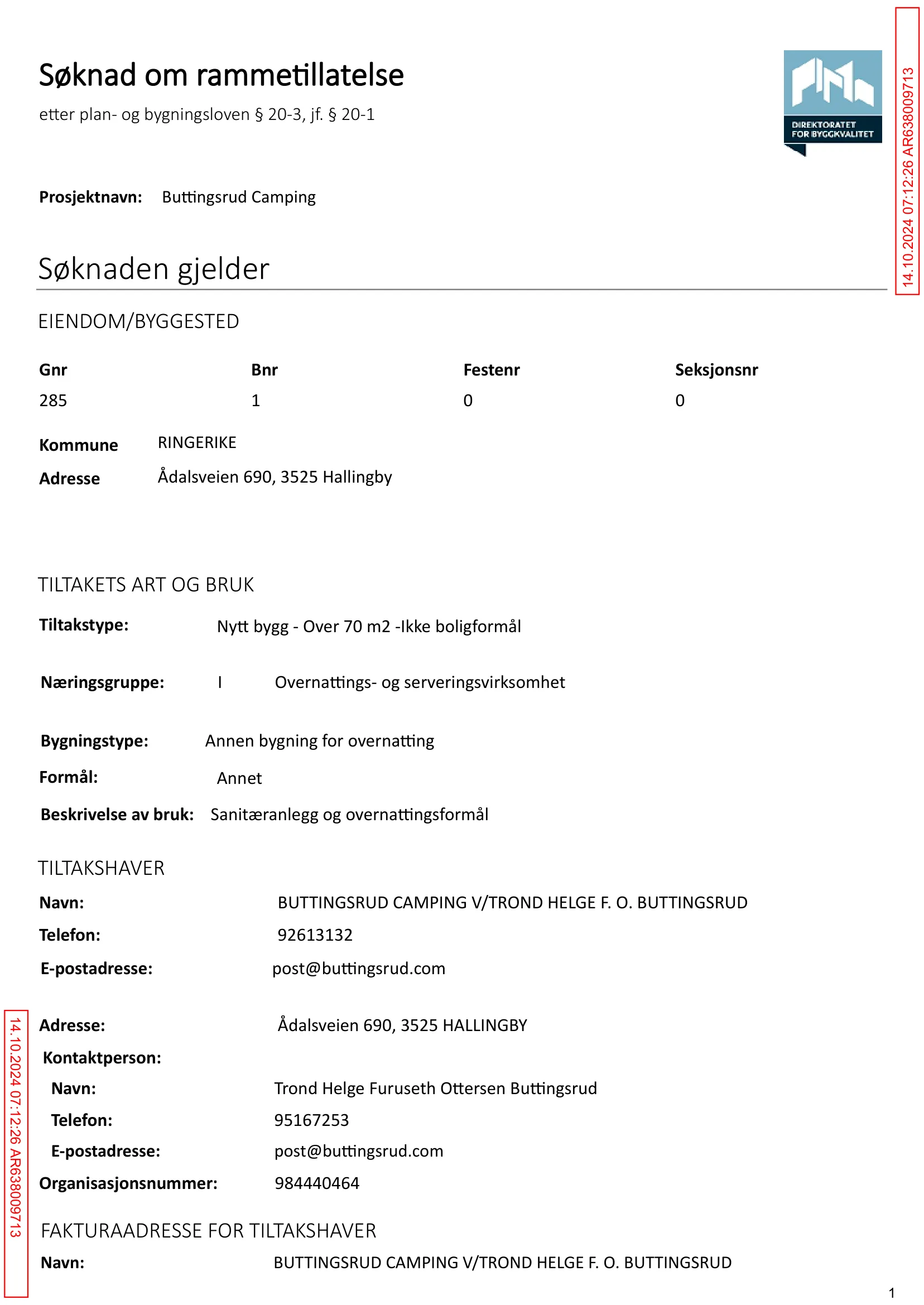 Søknad om rammetillatelse
