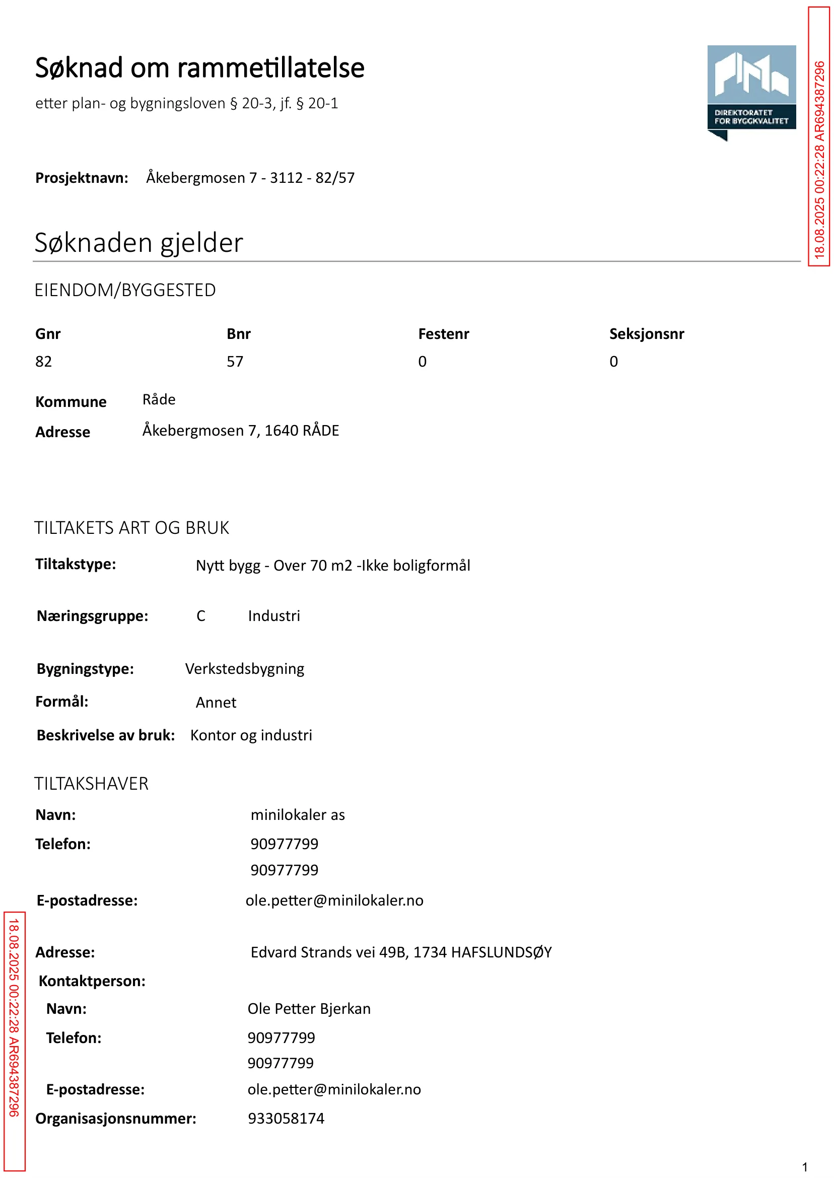 Søknad om rammetillatelse
