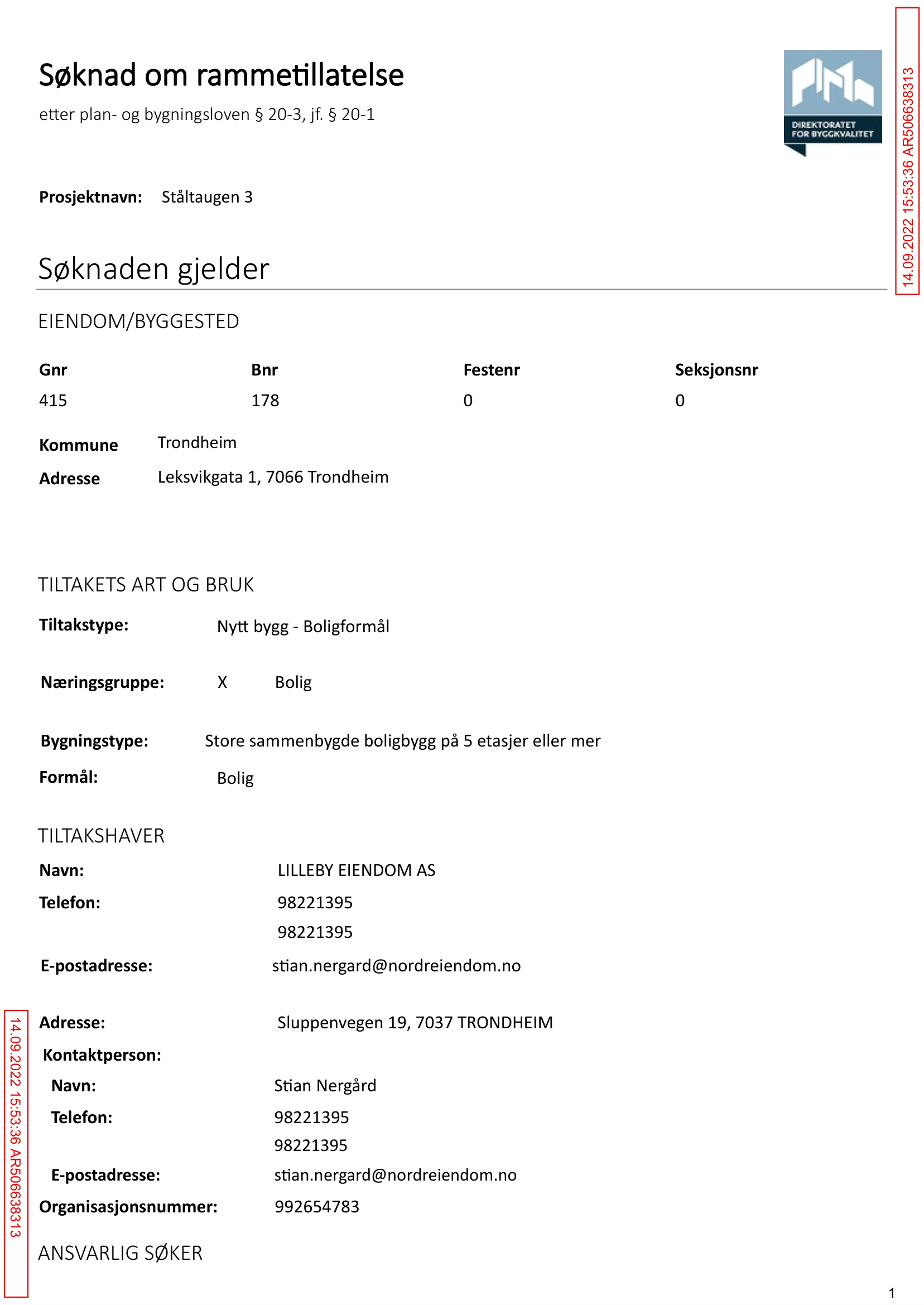 Søknad om rammetillatelse