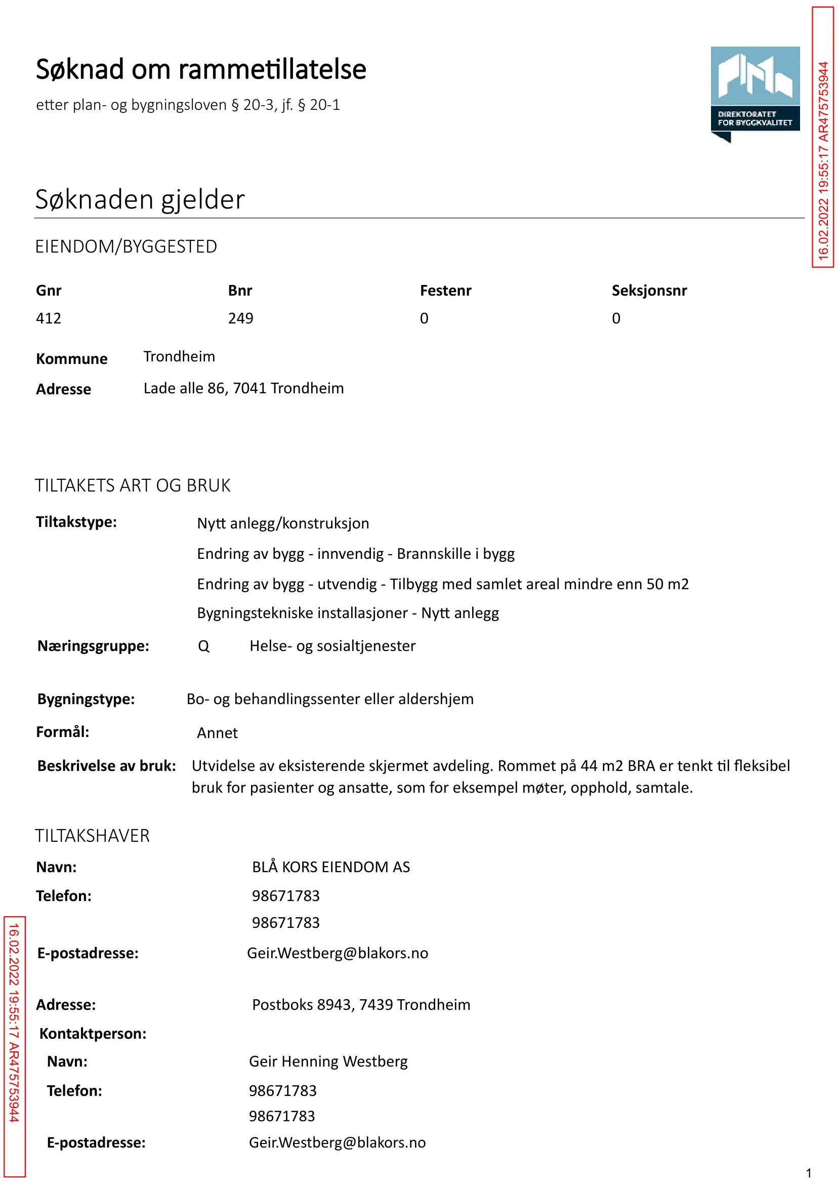 Søknad om rammetillatelse