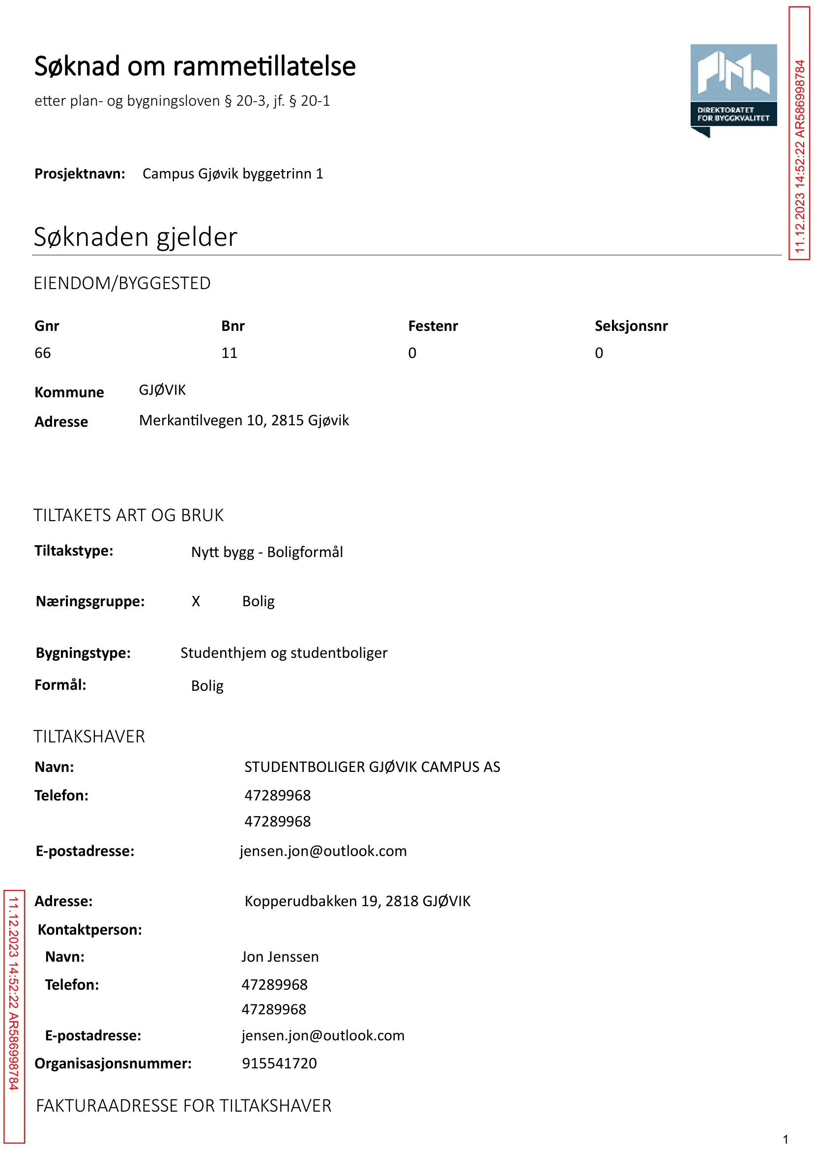 Søknad om rammetillatelse