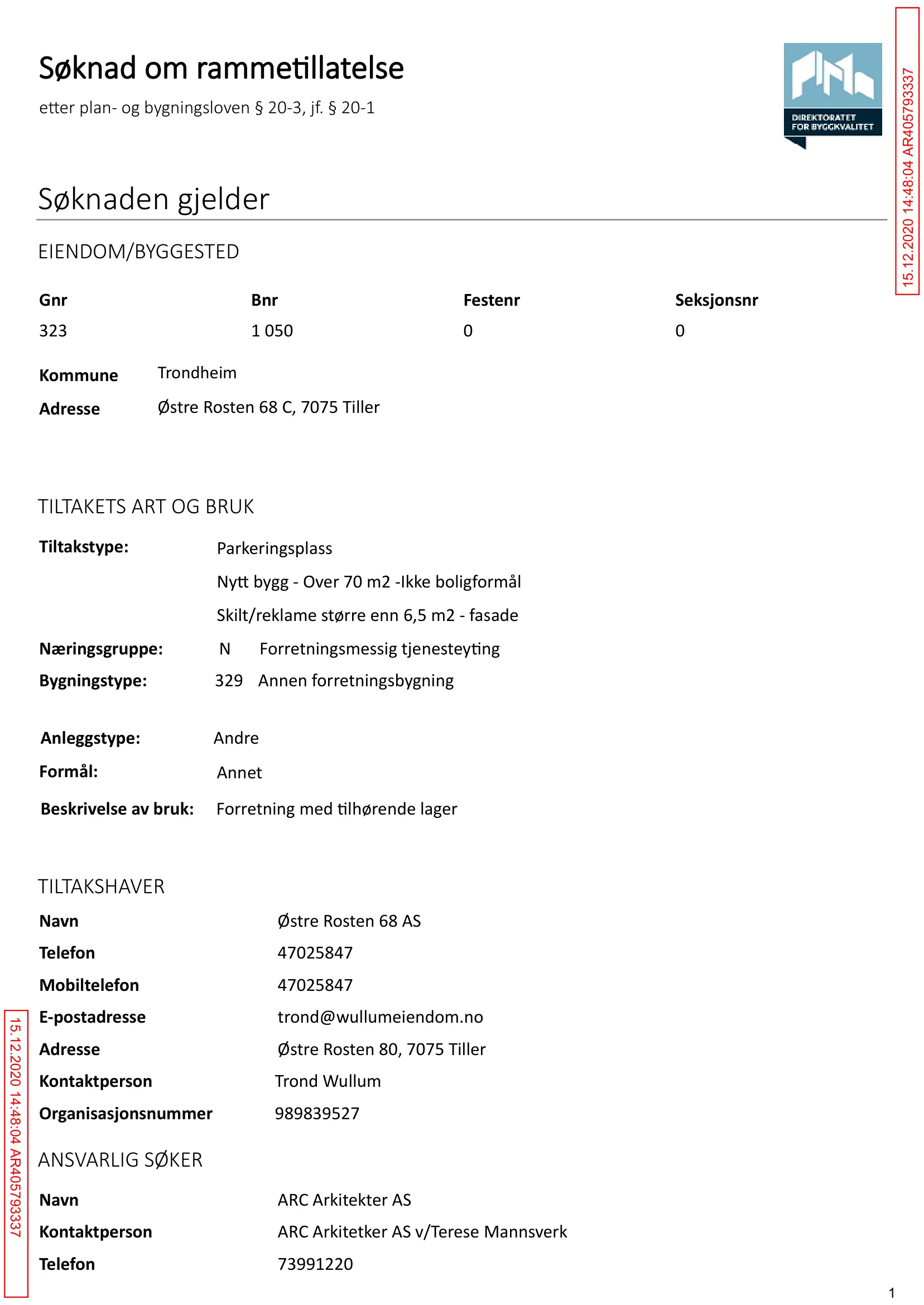 Søknad om rammetillatelse