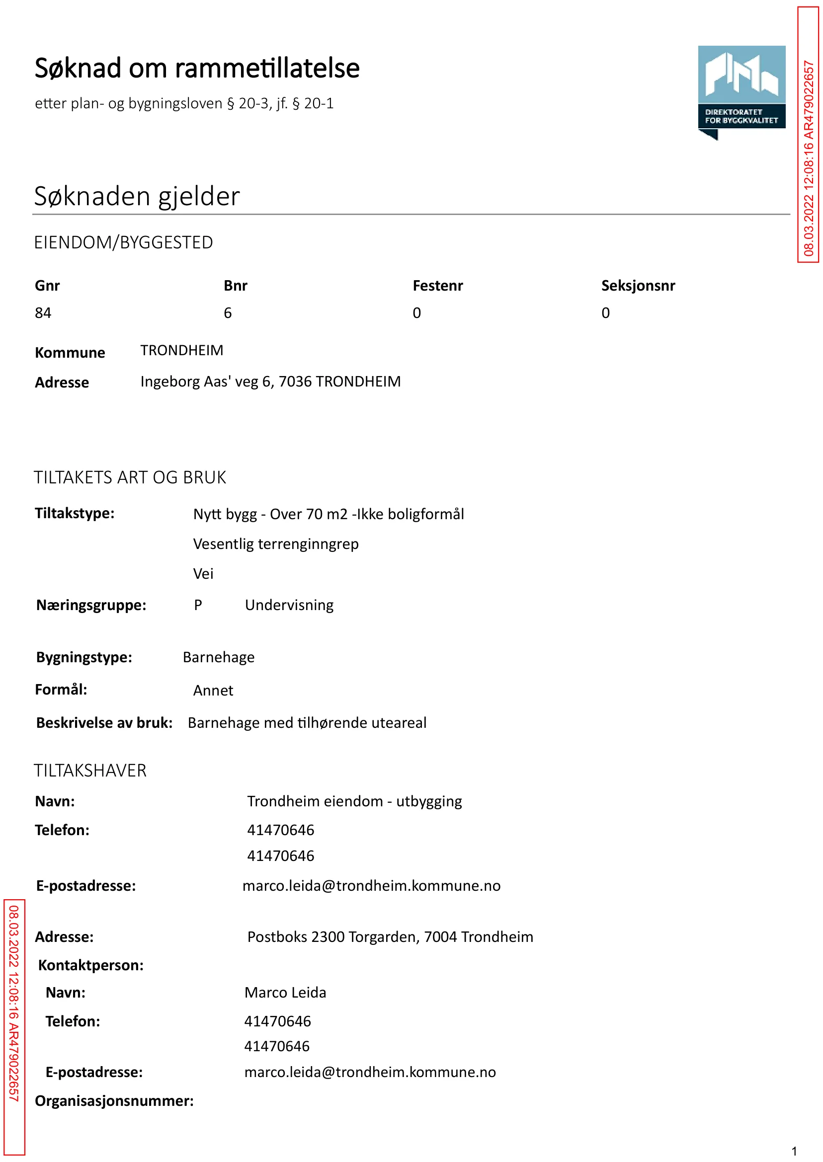 Søknad om rammetillatelse